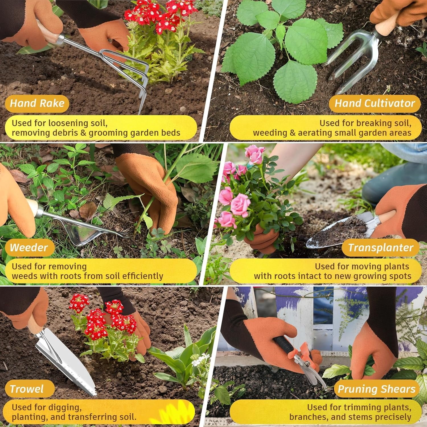 22Pcs Gardening Tools Set for Women Heavy Duty Garden Hand Tool Kit Gifts for Mom Beginner Gardener Gardening Accessories with SunflowerTote - Image 6