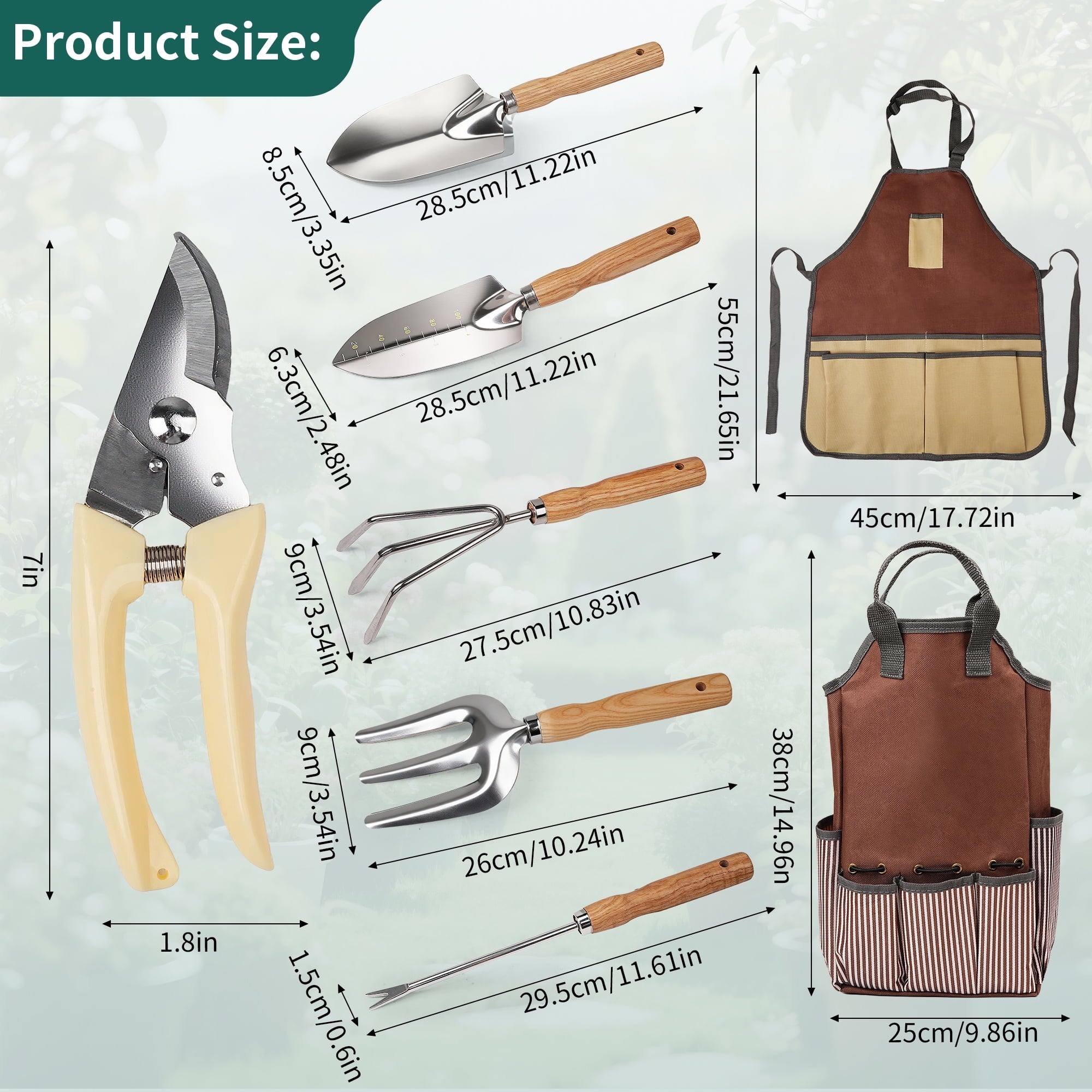 Garden Tool Set, Qissep 12 Piece Stainless Steel Heavy Duty Gardening Tools Set with Ergonomic Handles & Durable Organizer Handbag,Ideal Gar - Image 2