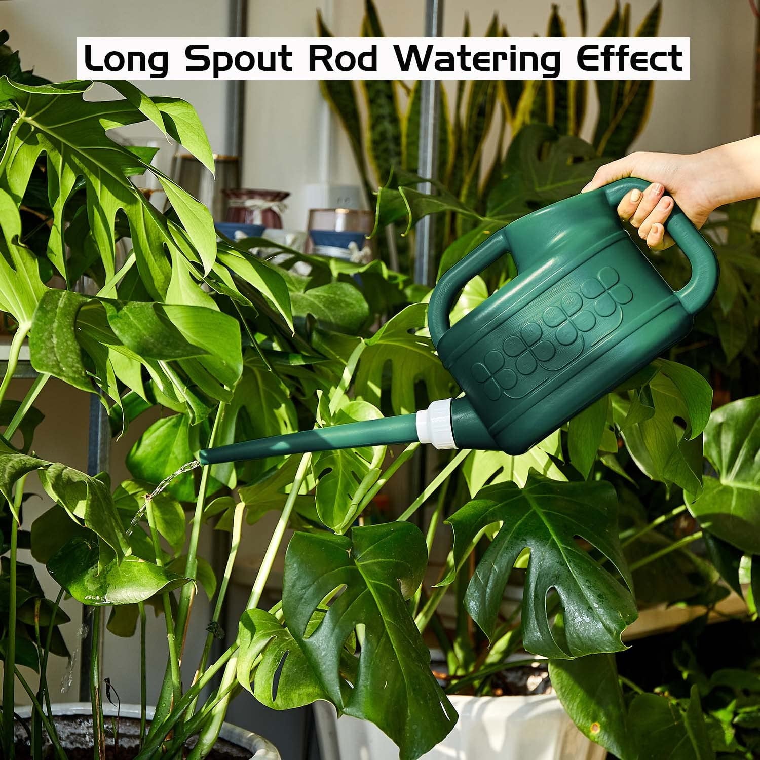 1 Gallon Plastic Watering Can for Indoor & Outdoor Plants with Long Spout and Removable Rotation Sprinkler Head, Dark... - Image 6