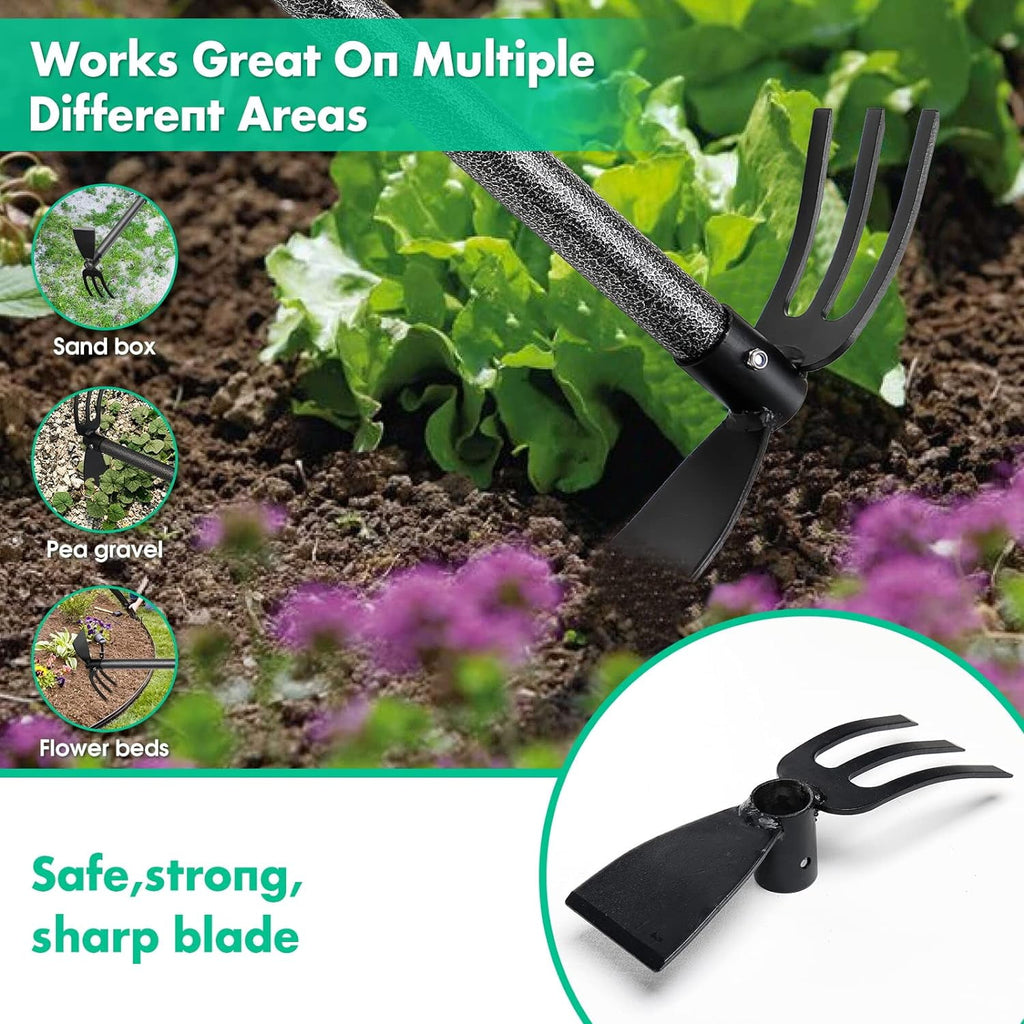 Tool with Two-Head, 31" Adjustable Long Handle and Cultivator - Image 4