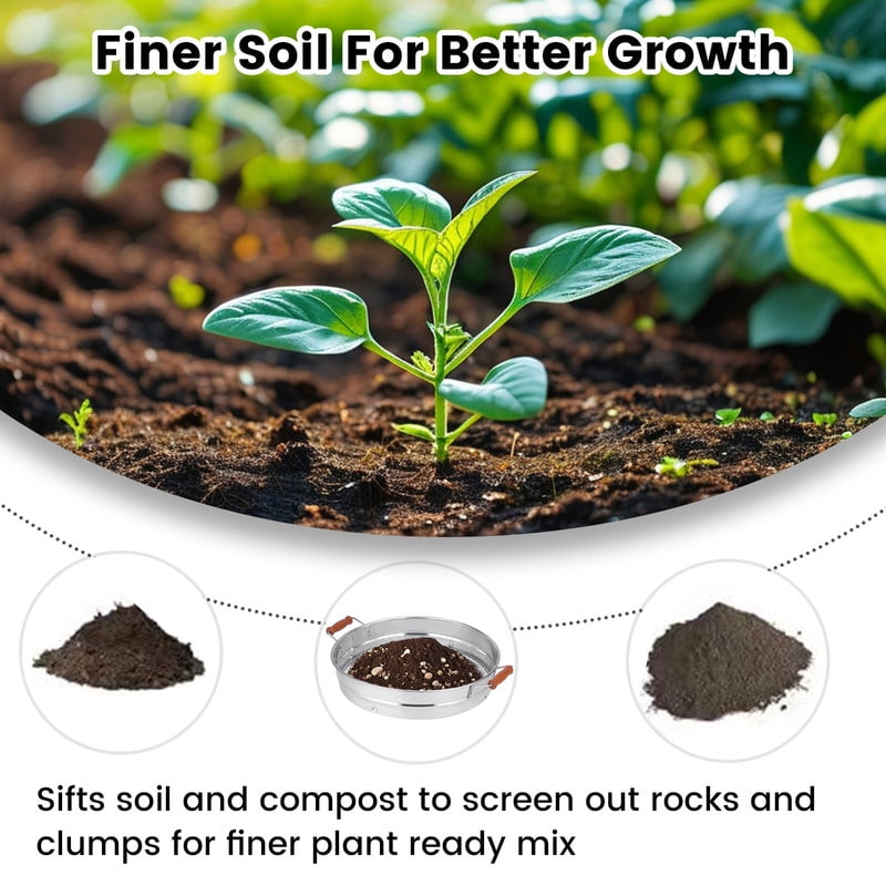3mm Mesh Soil Sieve - 18.5" Professional Gardening Sifter Screen for Fine Compost, Potting Mix, Seed Starting & Worm Castings | Stainless St - Image 5