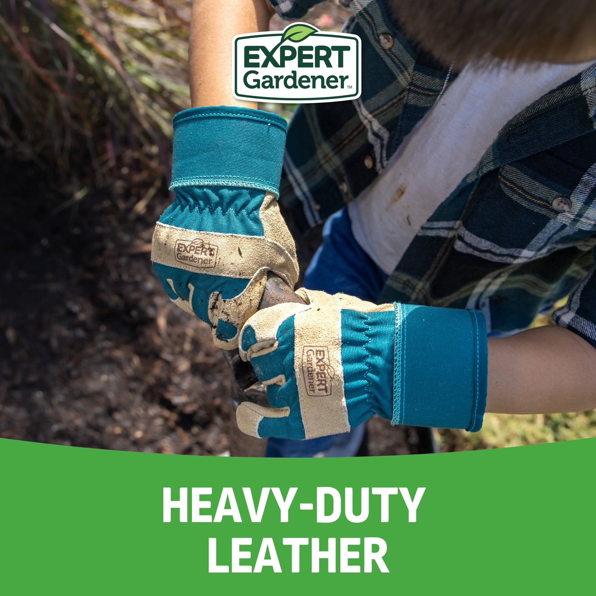Expert Gardener Kids Leather Palm Gardening Gloves - Image 3