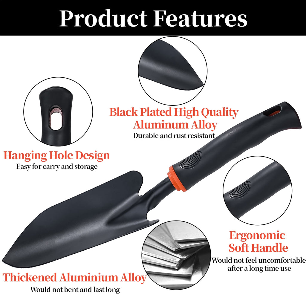 Garden Tool Set 4-Piece,Aluminum Alloy Gardening Tools Set,Heavy Duty Black Coated Kit for Indoor/Outdoor Planting & ... - Image 6