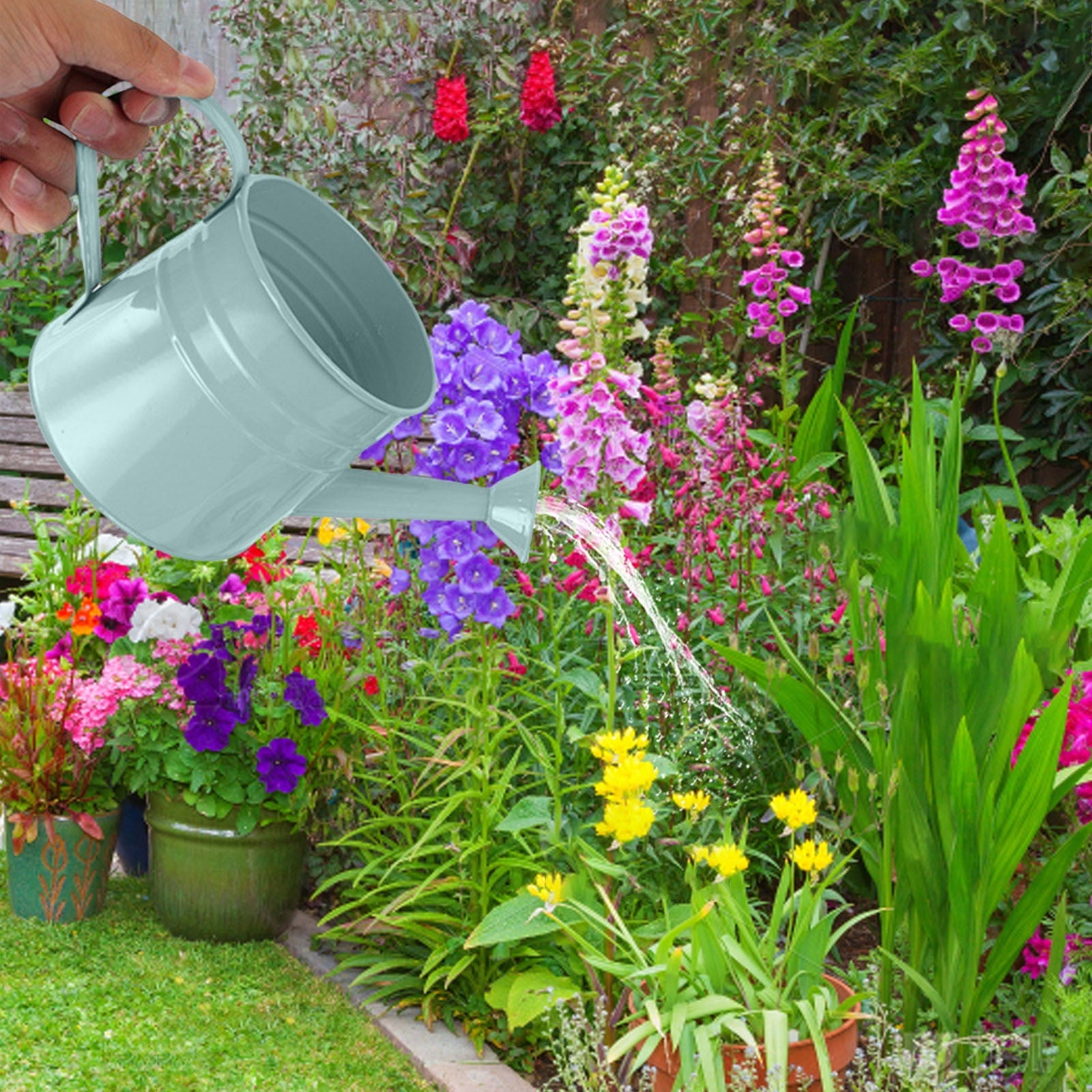 Vintage Metal Watering Can Planter - Distressed Green Decorative Watering Pot for Indoor/Outdoor Flowers, Succulents ... - Image 5