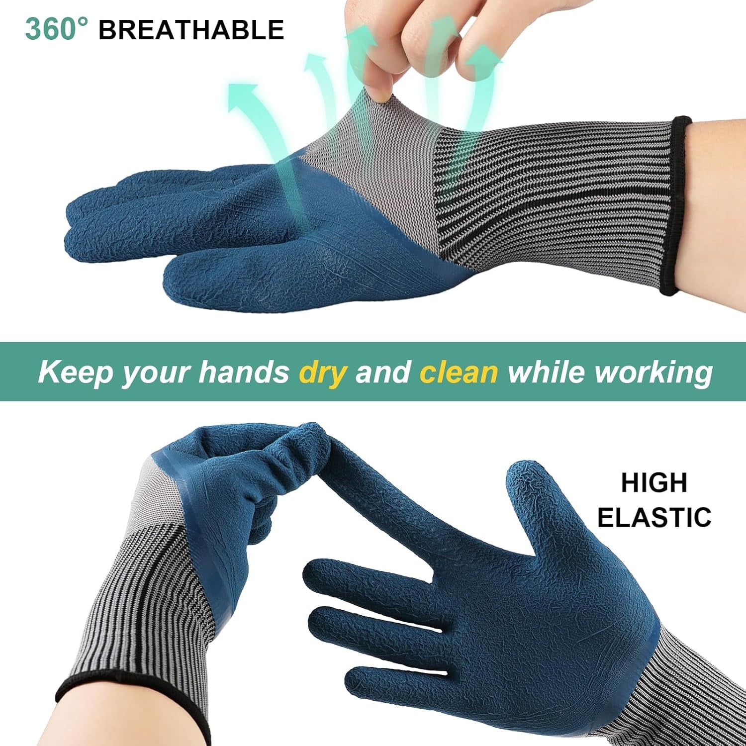 Garden Gloves for Women and Men - 6 Pairs Breathable Hard-wearing Latex Coated Gardening Gloves, Indoor/Outdoor Prote... - Image 5