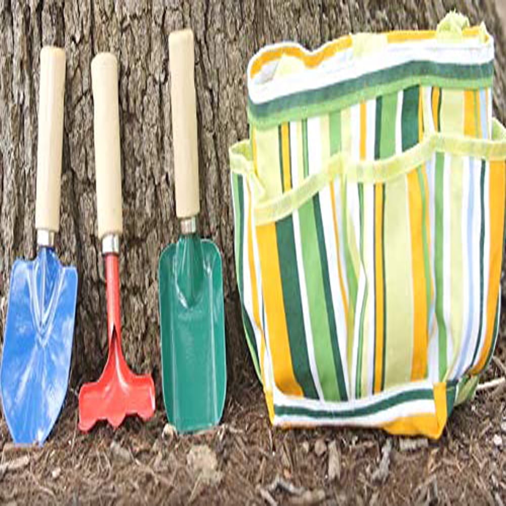 G & F Kids Garden Tools, Tote Canvas & Hand Material Rake & Shovel Trowel, Colour Green, 1 Pack - Image 6