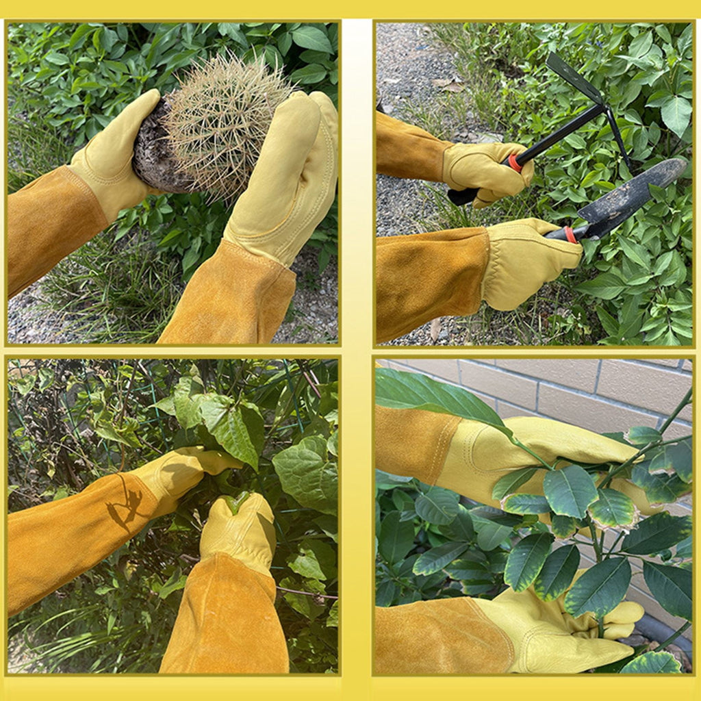 Cowhide Gardening Gloves Long Rose Anti-thorn Picking Anti-cutting Labor Protection Gloves Protective Garden Gloves - Image 4