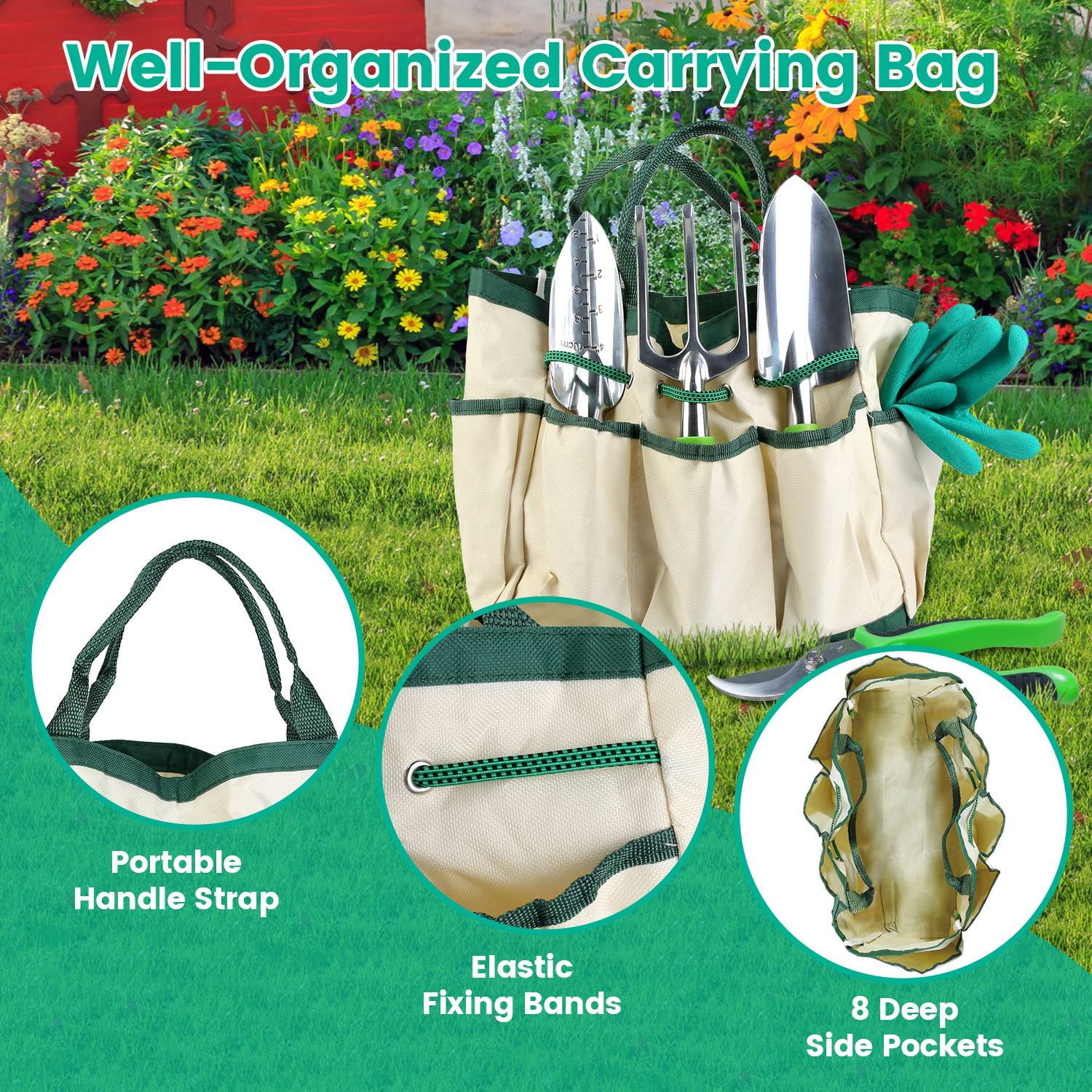 13Pcs Gardening Tool Set Heavy Duty Aluminum Alloy Garden Tool Set with Bag for Plant Gardening - Image 3