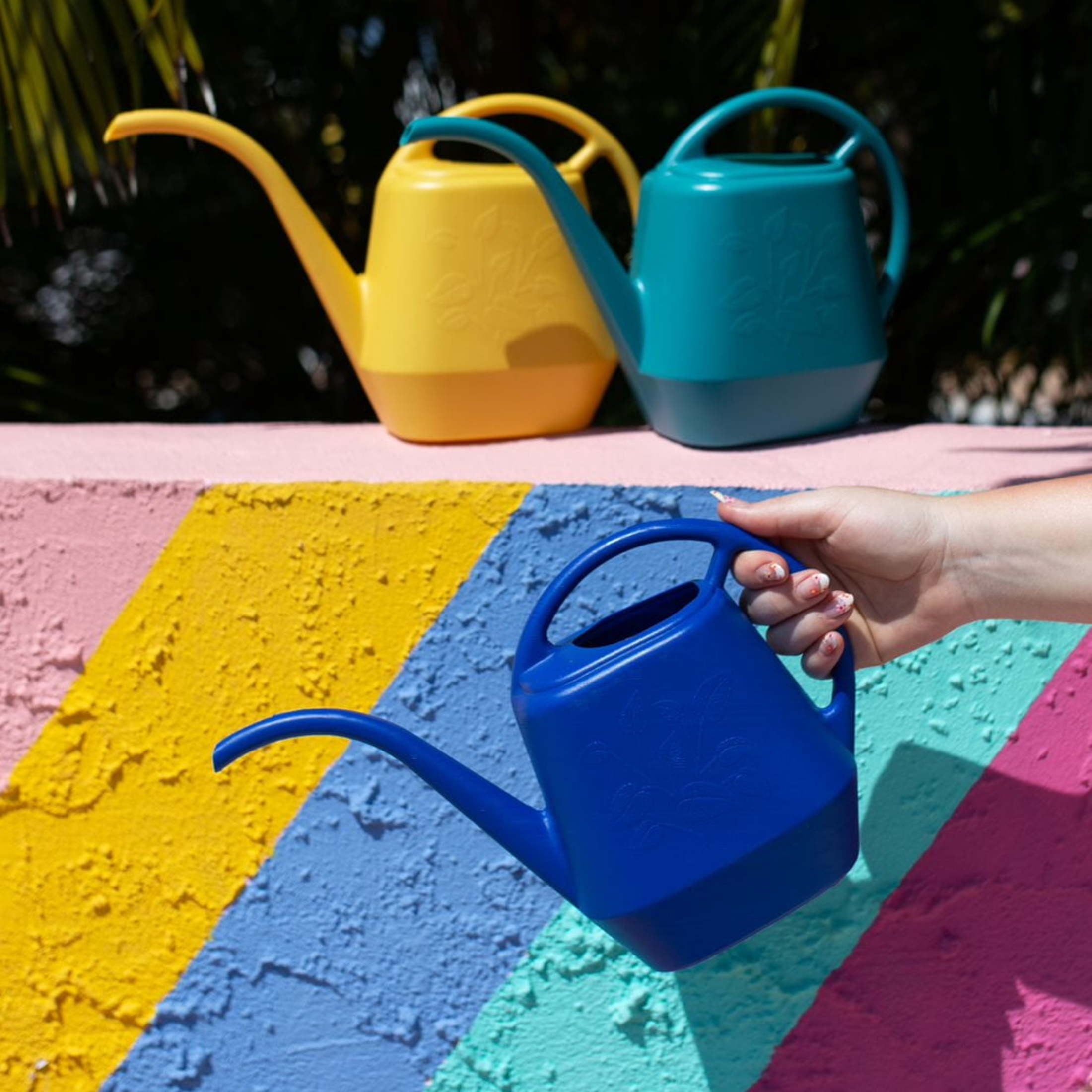 Aqua Rite 56 Fl Oz (.44 Gallon) Classic Blue Resin Watering Can for Indoor and Outdoor Use - Image 2