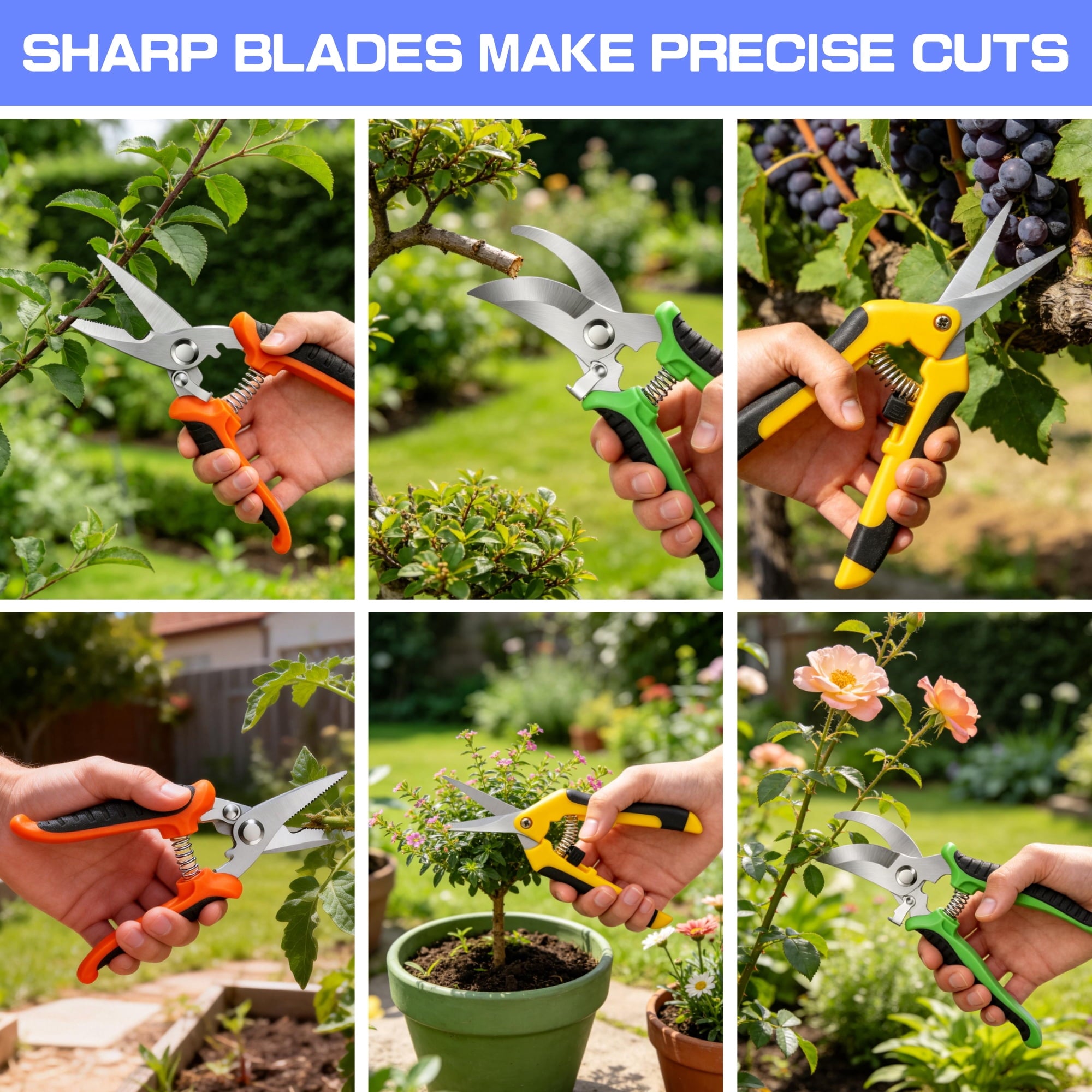 Pruning Shears for Gardening, 3 Pack Garden Shears, Clippers Handheld, Stainless Steel Garden Clippers, Pruning Snips... - Image 6