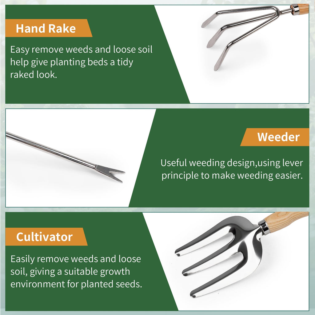 5 Piece Garden Tool Set, Stainless Steel Gardening Tools with Anti-Slip Handles,Outdoor Hand Tools,Perfect for Planti... - Image 4