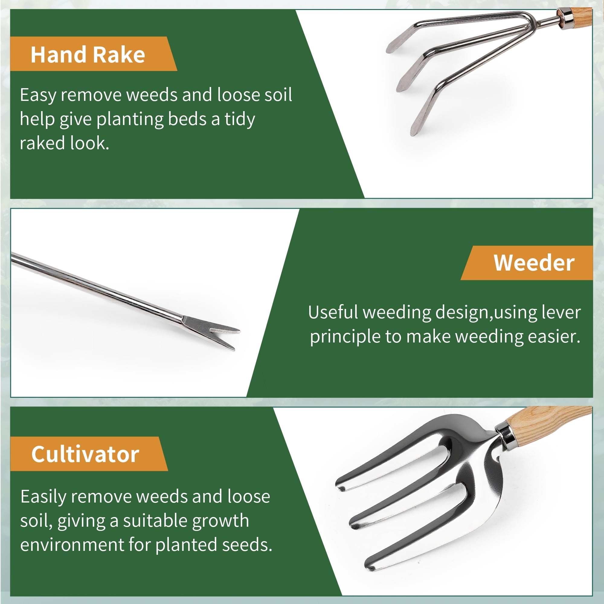 5 Piece Garden Tool Set, Stainless Steel Gardening Tools with Anti-Slip Handles,Outdoor Hand Tools,Perfect for Planti... - Image 4