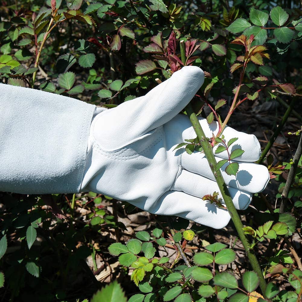 Long-Gardening-Gloves for Women/Men - Thorn Proof Cowhide Leather Rose/Blackberry Pruning Heavy Duty Gloves Thick Pal... - Image 3