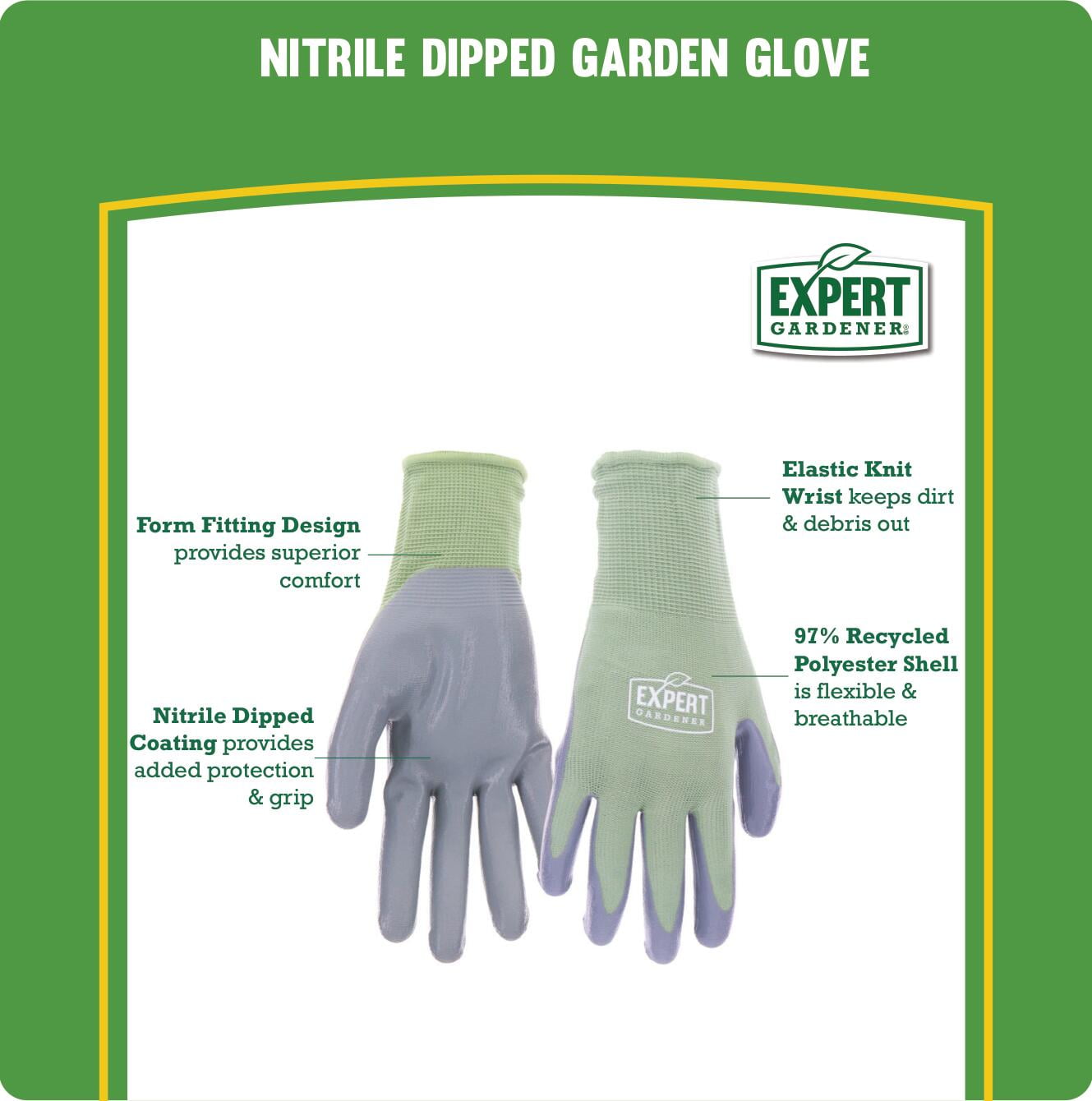 Expert Gardener Green Nitrile Sustainable Gloves Small - Image 3