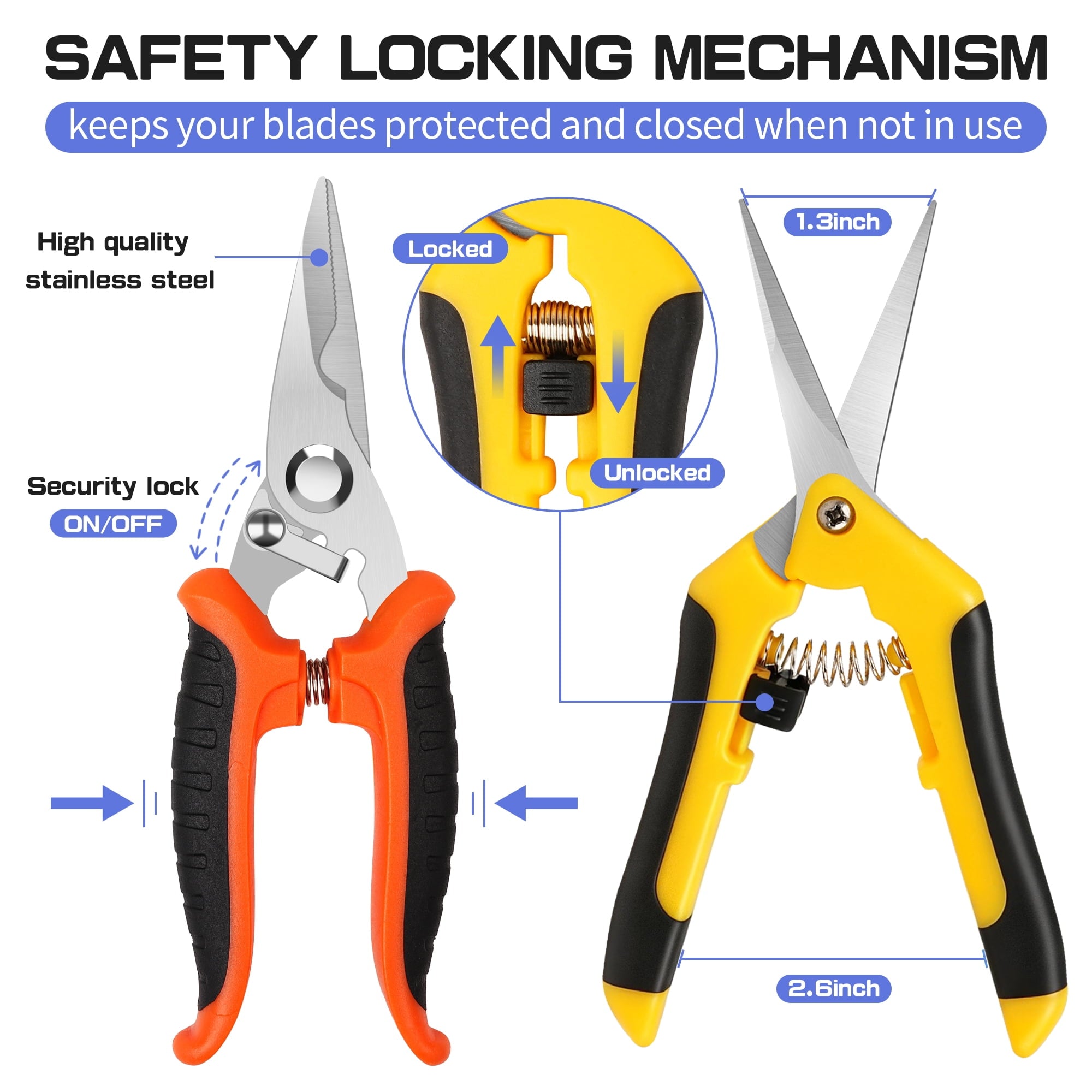 Pruning Shears for Gardening, 3 Pack Garden Shears, Clippers Handheld, Stainless Steel Garden Clippers, Pruning Snips... - Image 4