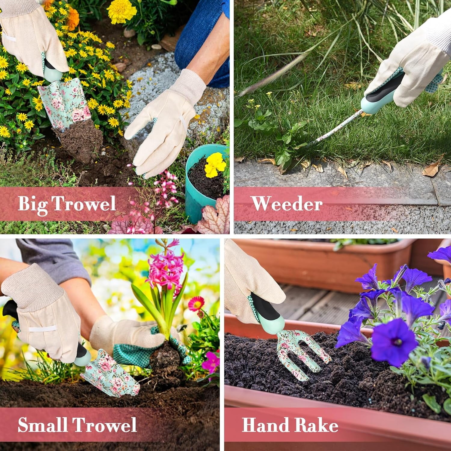 Garden Tools Set, 11 Pcs Heavy Duty Floral Gardening Tools Kit with Non-Slip Rubber Handle, Special Gardening Gifts f... - Image 6