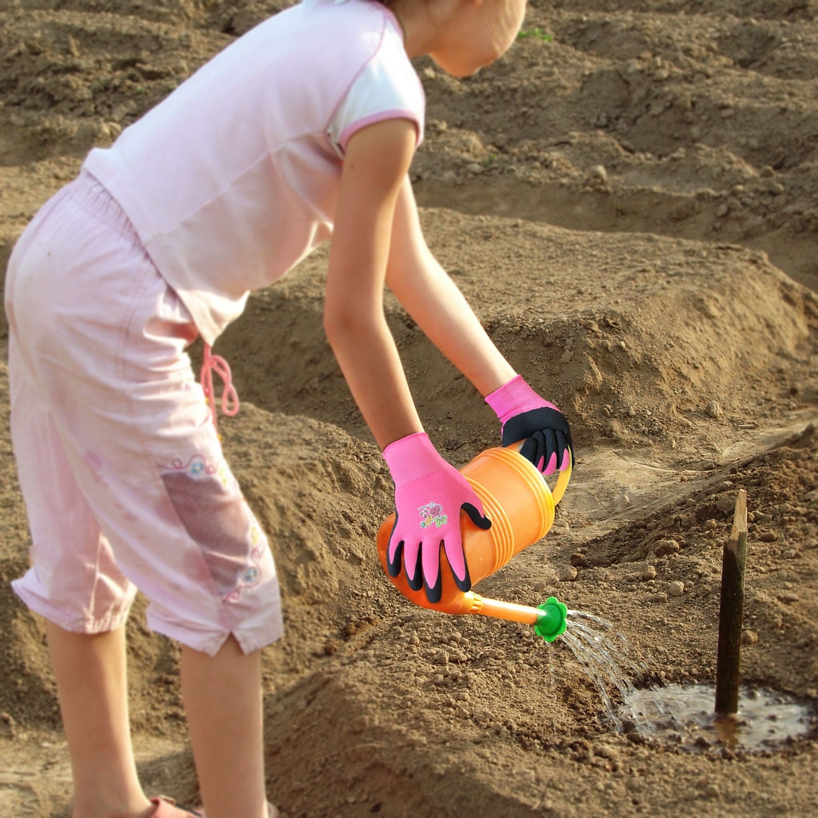 Children Kids Gardening Latex Painting Work Gloves, L (9-12yr), Pink - Image 5