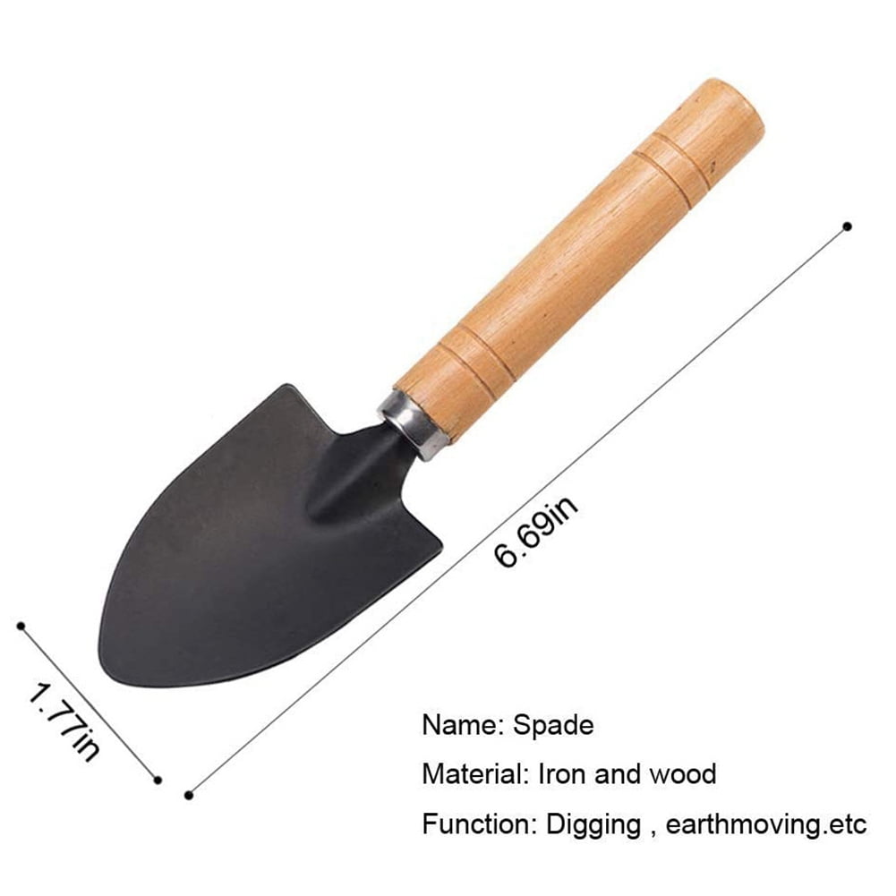Set of 3 Mini Garden Tool Hand Planting Tools Small Shovel Rake Spade Wood Handle - Image 6