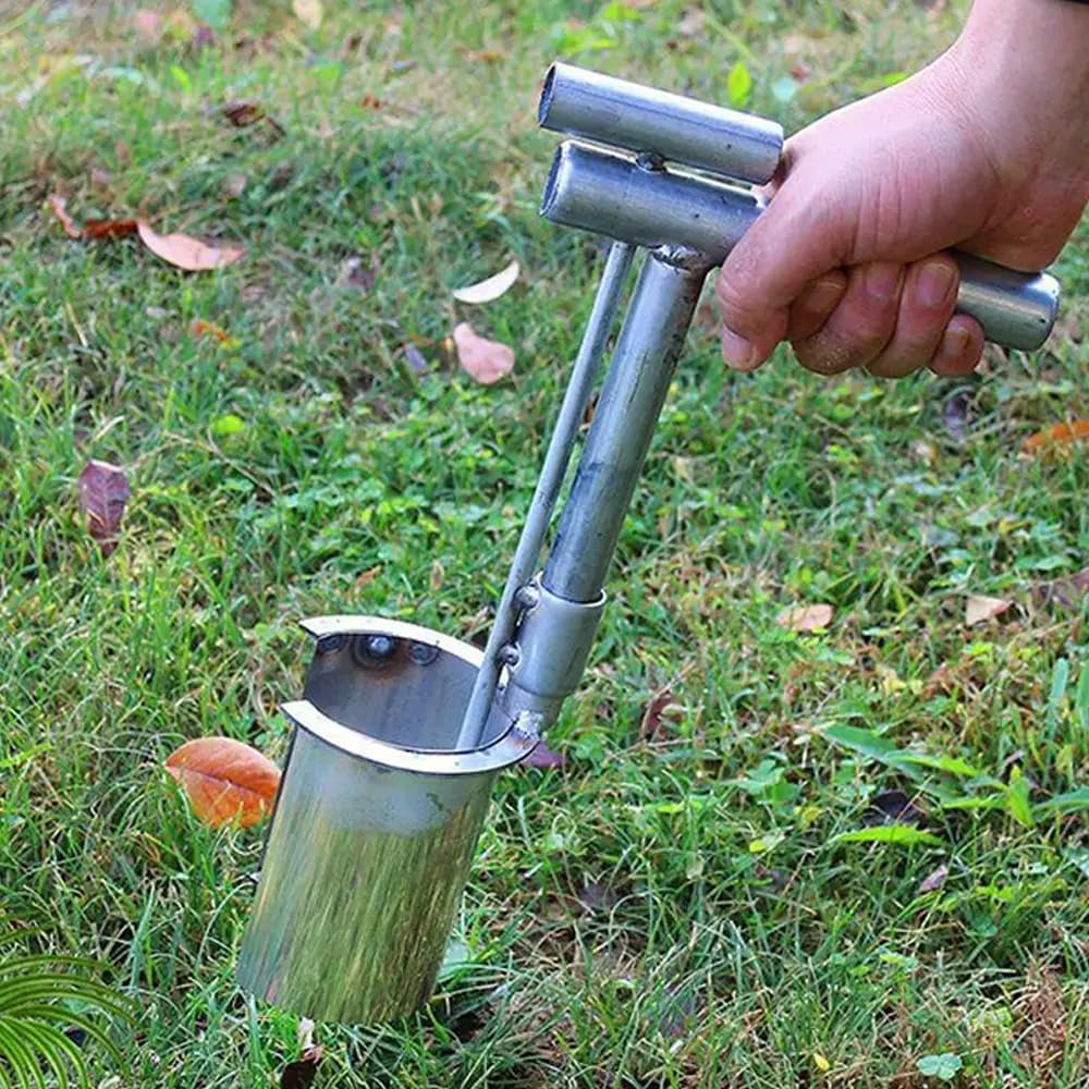 Plant and Fruit Tree Seedling Transplanter,Handheld Digging Hoes Seedlings Stainless Steel Garden Barrel Transplanter Planting Tool Soil Sam - Image 2