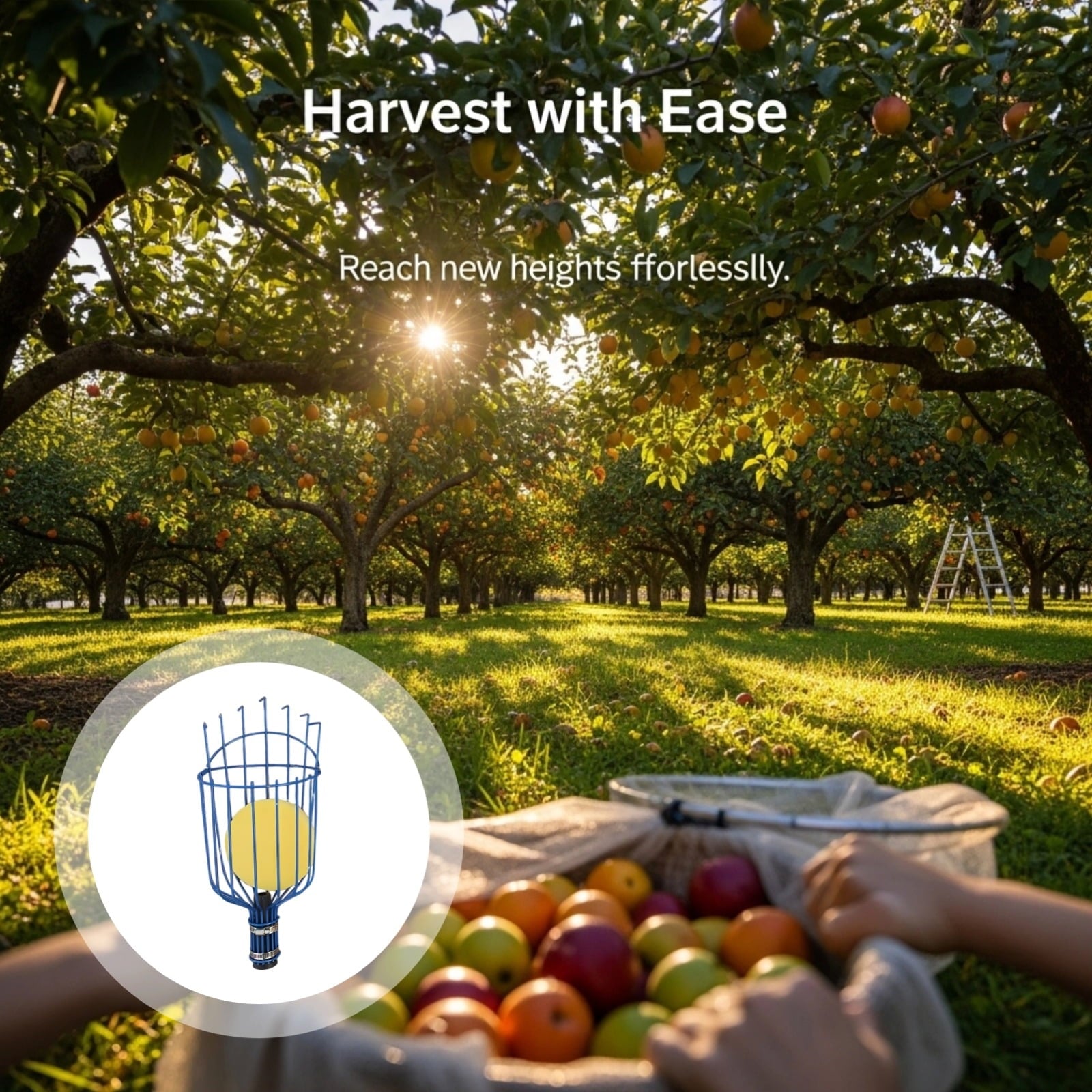 Fruit Picker with 4-Section 5.2 ft / 1.6 m Assembly Pole, 5.5 in / 14 cm Basket, Adjustable Fruits Picker Catcher Tool for, Orange, and More - Image 5