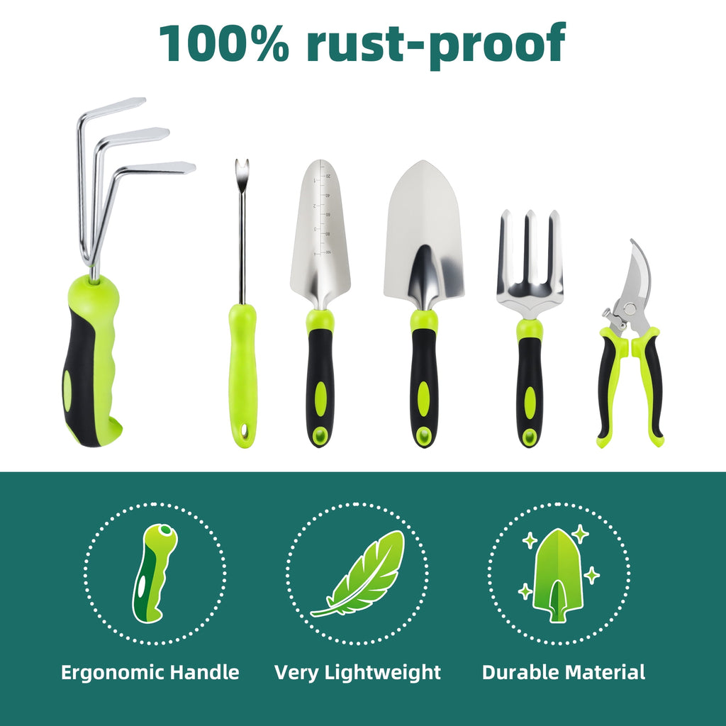 Deli Garden Tool Set, 8 Pieces Stainless Steel Heavy Duty Gardening Tool Set,Outdoor Gardening Hand Tools with Storag... - Image 6