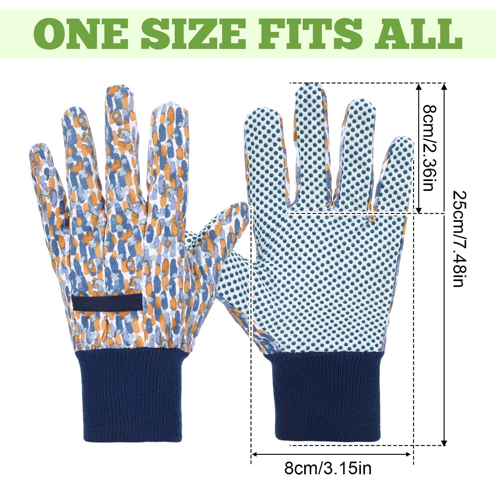 6 Pairs Floral Gardening Gloves for Women, Non-Slip Grip, Soft Breathable Cotton, Elastic Wrist for Weeding, Planting... - Image 2