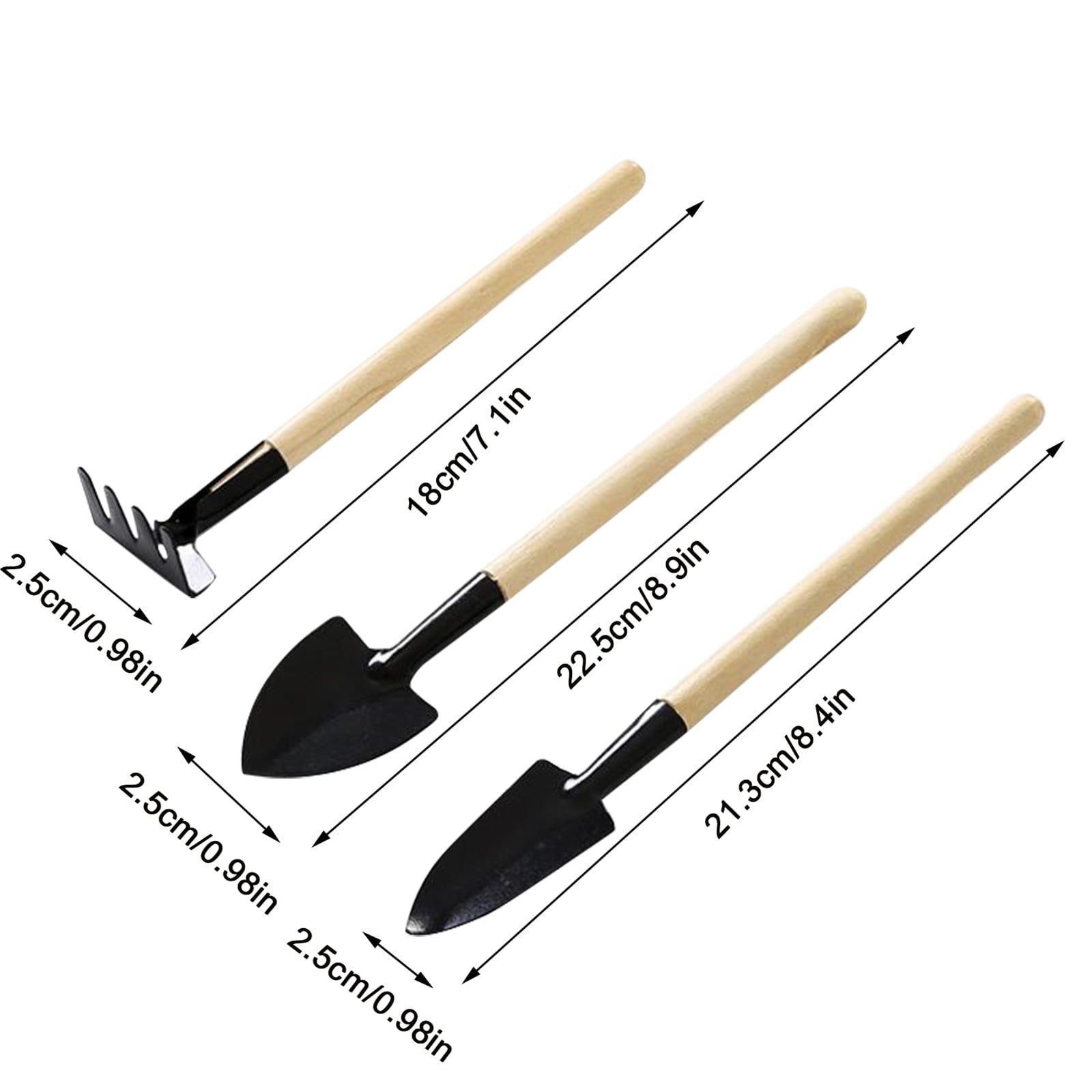 Garden Rake Heavy Duty 3-Piece Set with Hardwood Handles, Gardening Tool Set for Digging, Loosening Soil, Transplanting, and Weeding - Image 2