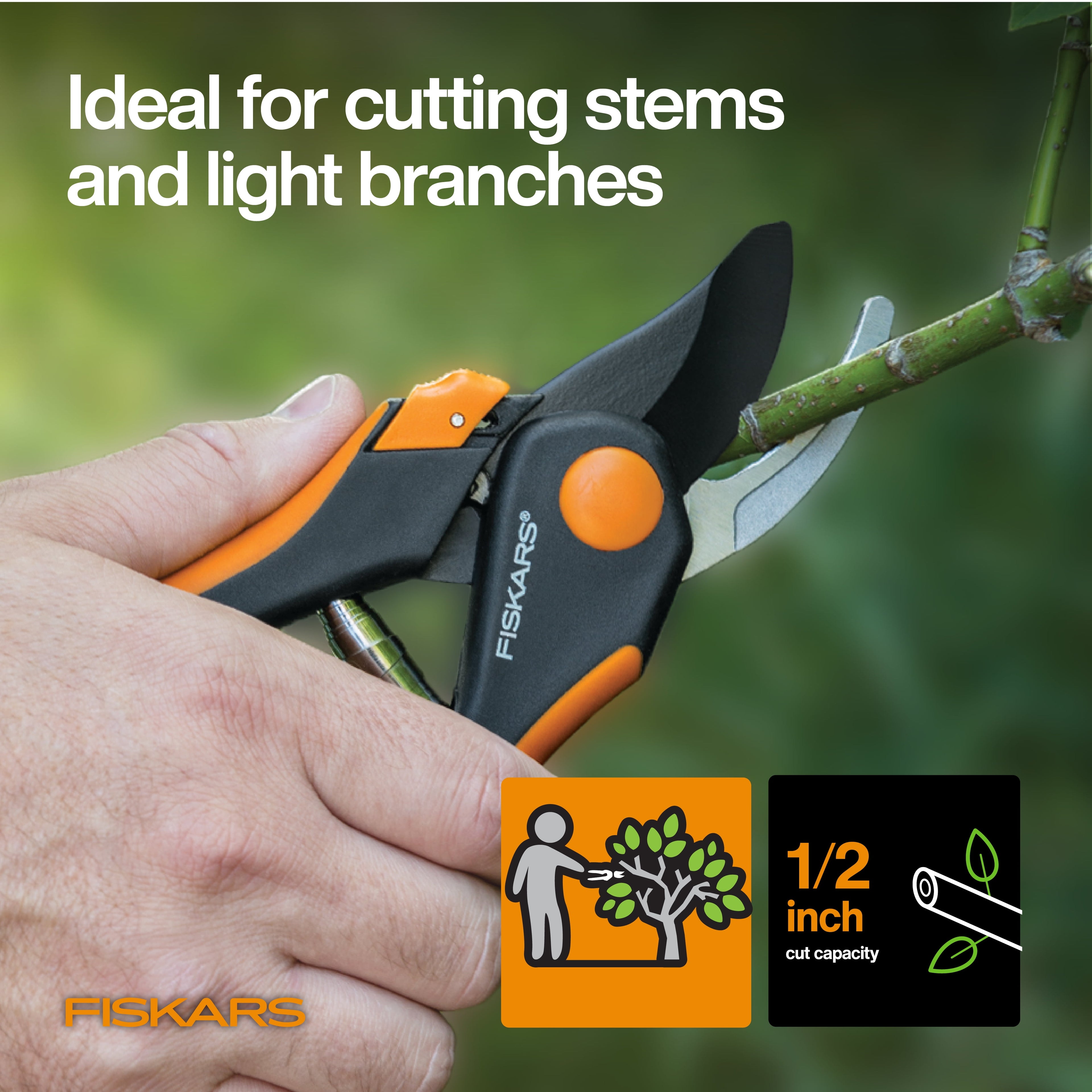 and Pruner Garden Tool 3-Piece Set with Stainless Steel Blades, Black and Orange - Image 5
