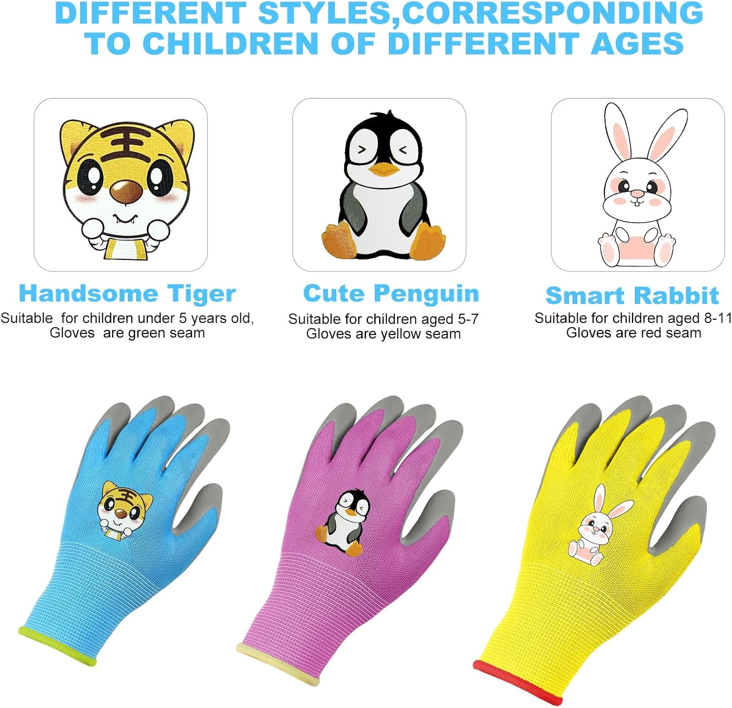 YSTDHL Kids Gardening Gloves, 3-Pack Gardening and DIY Gloves, Non-Slip Breathable Comfortable Safety Kids Gardening Gloves for 5-7 Years Ol - Image 5