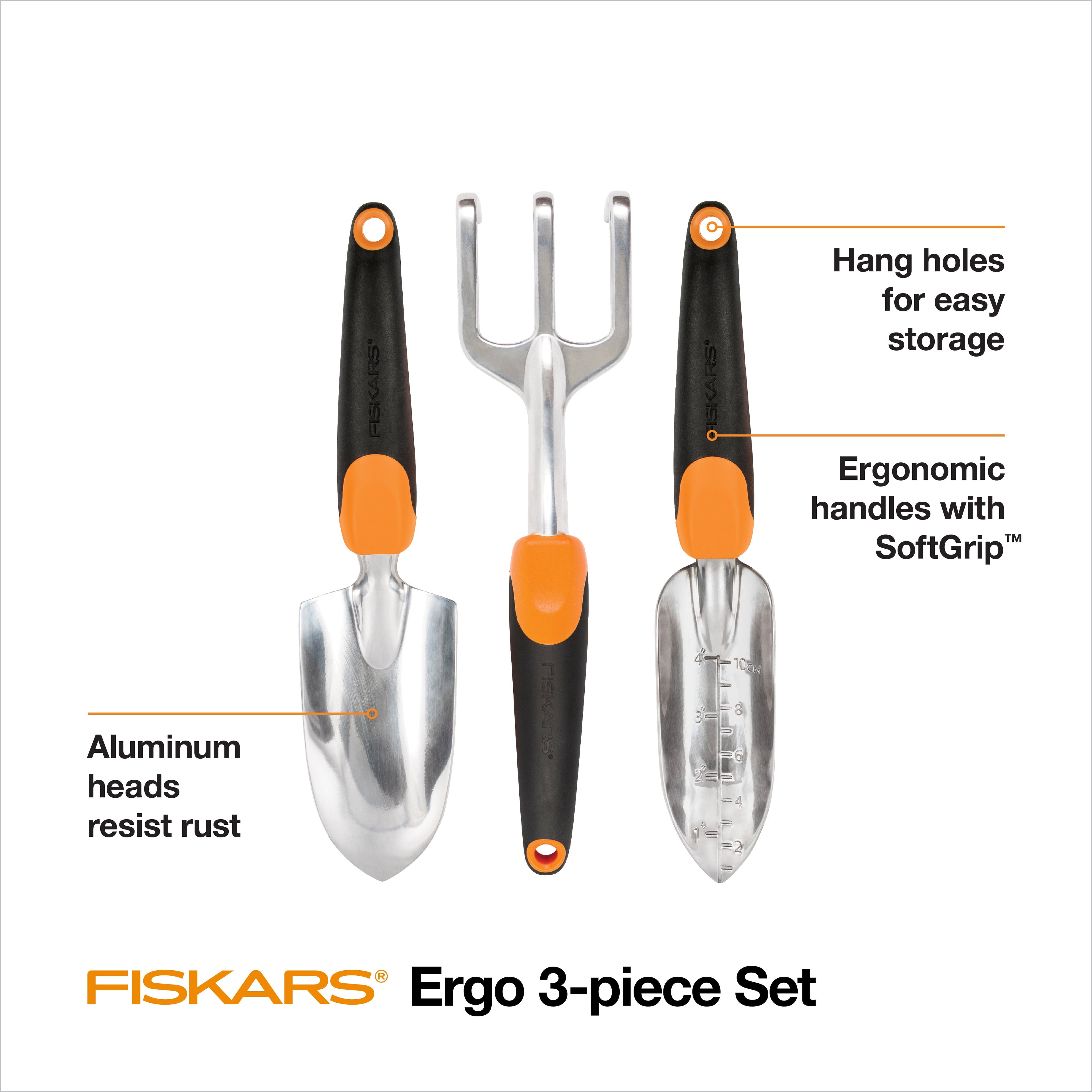 Fiskars 3-in-1 Gardening Tools - Trowel, Transplanter, Cultivator for Gardening - Lawn and Garden - Black/Orange - Image 3