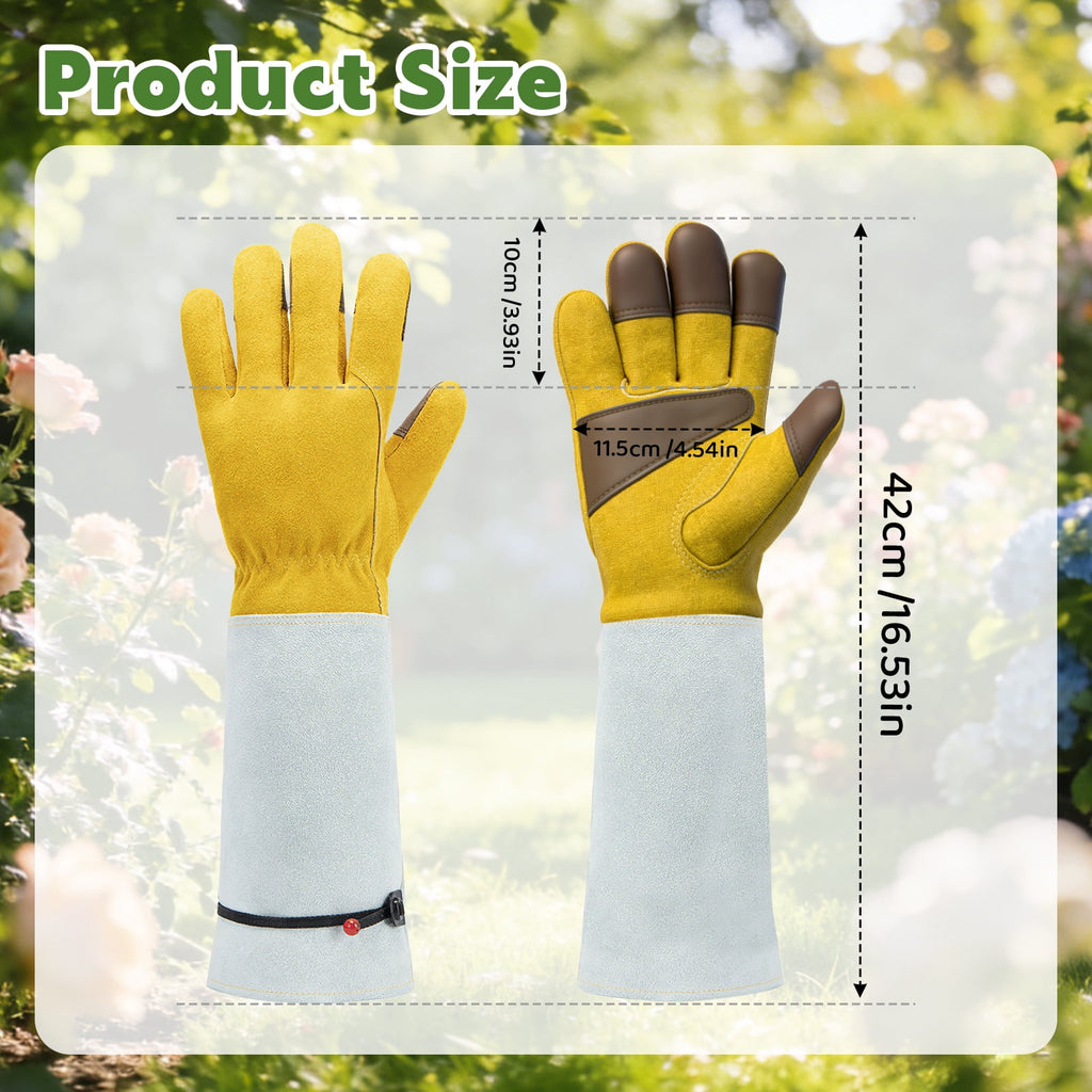 Long Gardening Gloves, Thorn Proof Rose Gardening Gloves for Men & Women | Long Sleeve Protective Leather Gloves for ... - Image 2