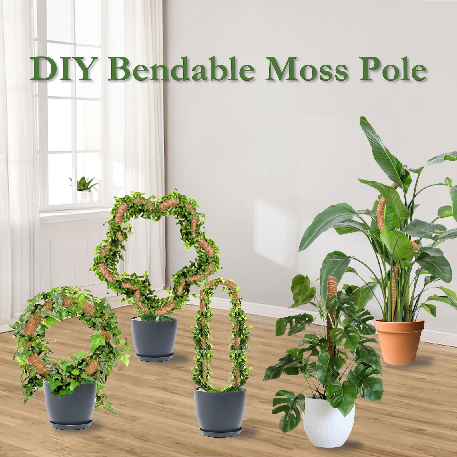 Oulastool 23.6-Inch Monstera Bendable Coco Coir Moss Stick Plant Support for Indoor Climbing Plants - Image 3