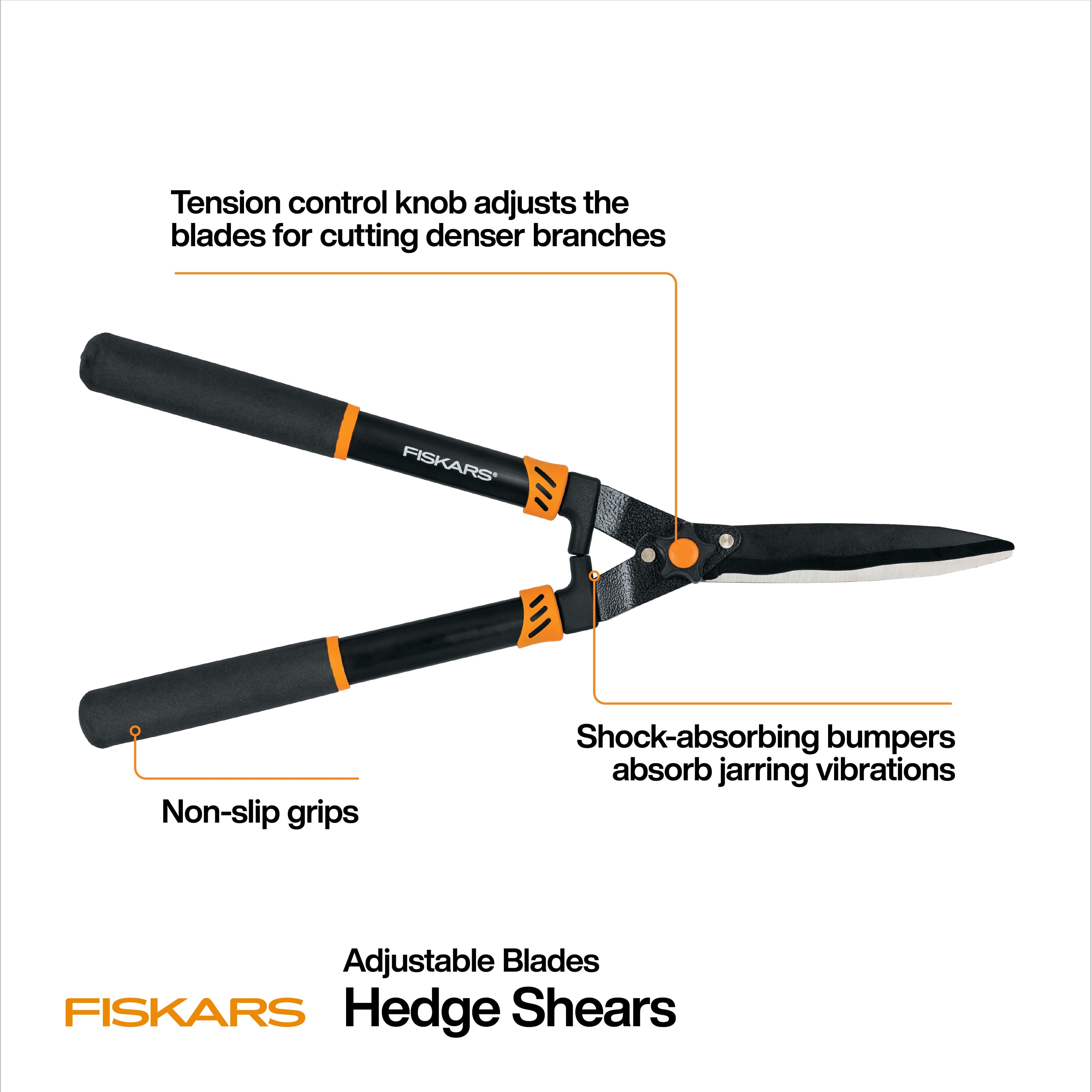 and Pruner Garden Tool 3-Piece Set with Stainless Steel Blades, Black and Orange - Image 2