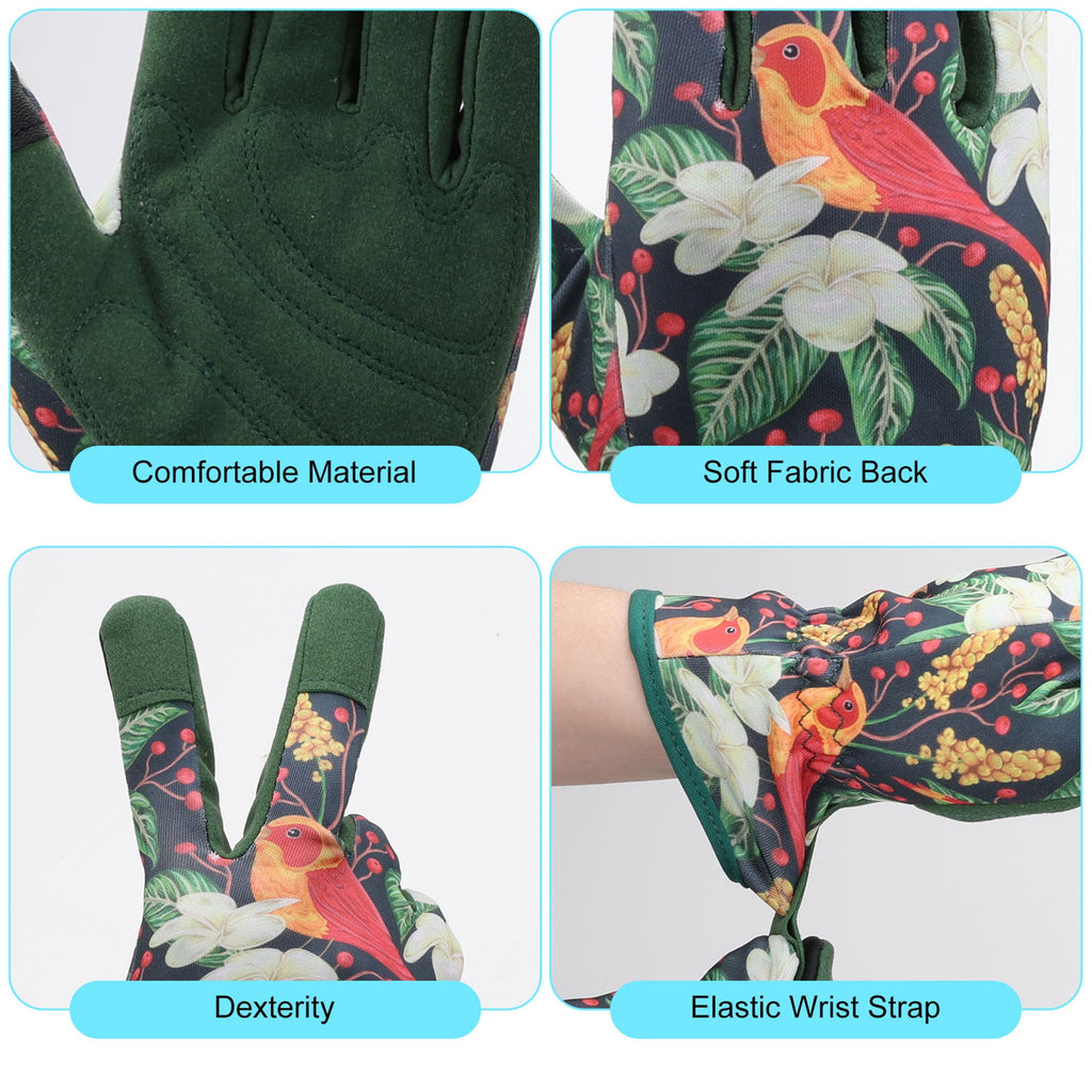 2pairs Leather Gardening Gloves for Women Men, Thorn-Proof Working Gloves for Weeding, Digging, Planting, Raking and ... - Image 4