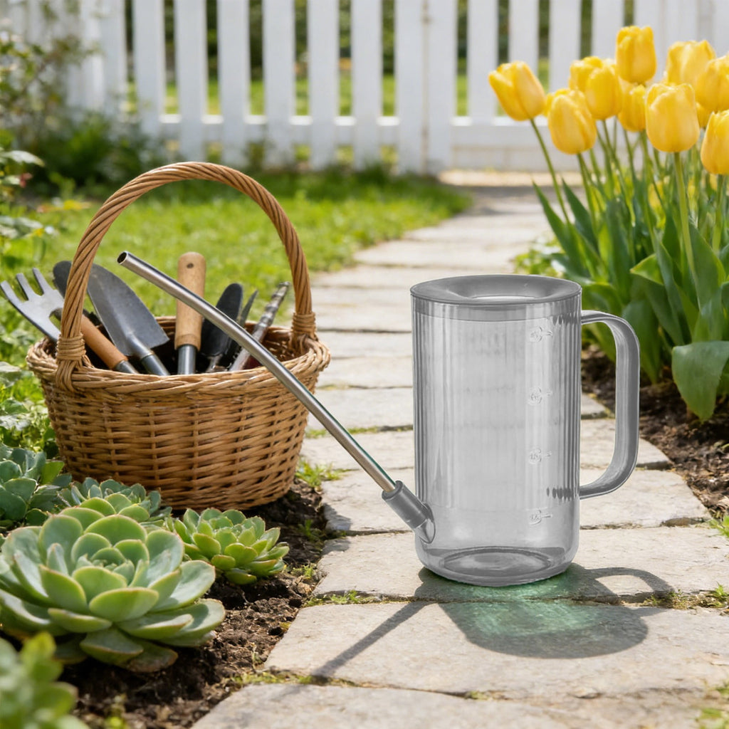 Long-Spout Plastic Watering Can – 13.4" Indoor Plant Waterer with Measurement Marks, Translucent Body & Precision Pou... - Image 2