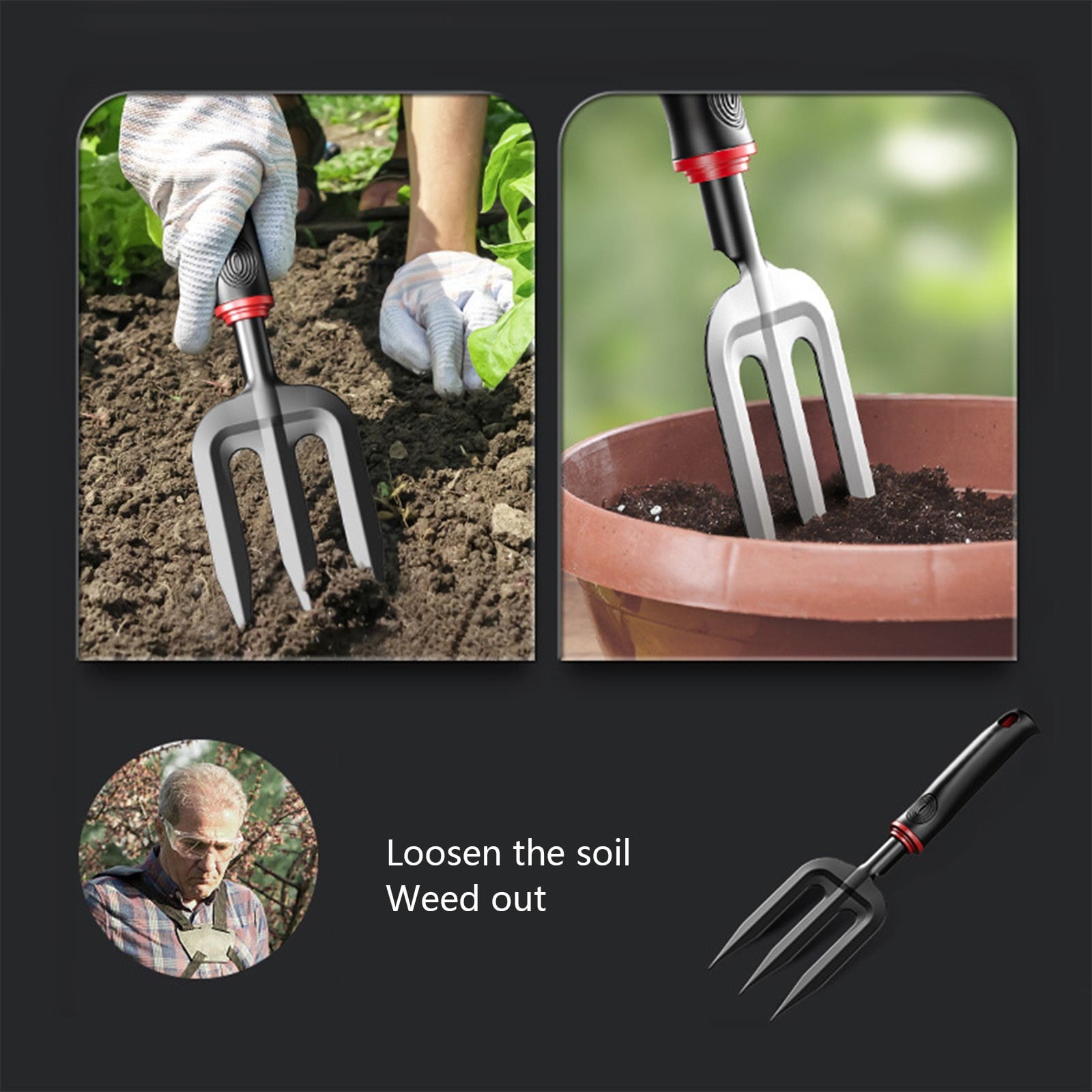 tools Horticultural Three Needle fork, Quenched Steel Household Flower Planting tool, Vegetable And Flower Planting F... - Image 4