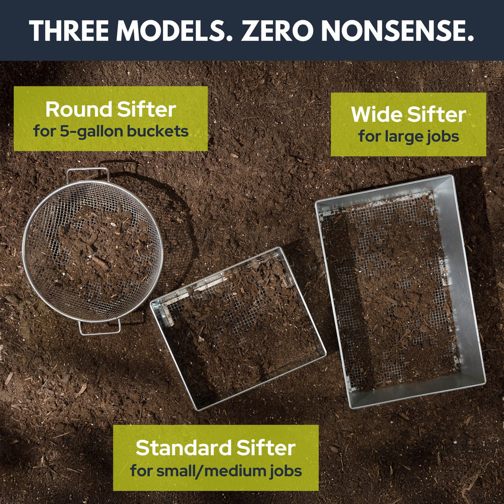 Wide Soil Sifter, 17.5 x 11.5 inch Size with 1/4 inch Mesh, Includes Work Gloves - Image 6