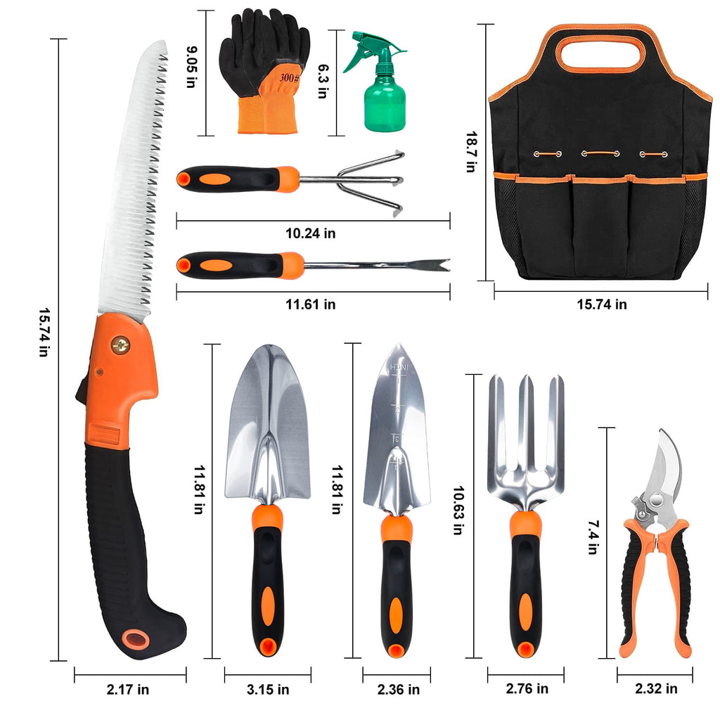 Garden Tool Set, Stainless Steel Heavy Duty Gardening Tool Set, with Non-Slip Rubber Grip, Storage Tote Bag, Outdoor ... - Image 3