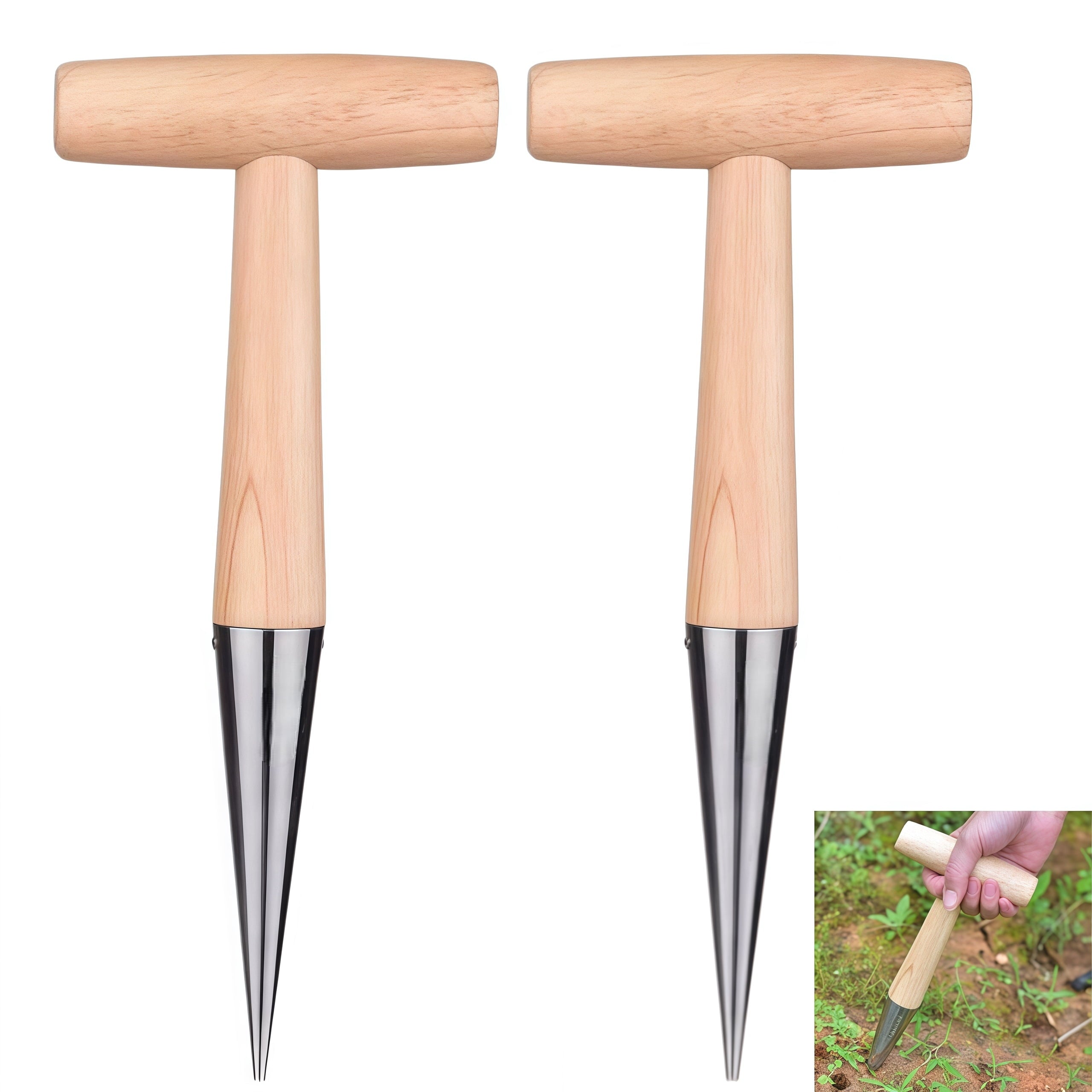 2 Pack Garden Planting Hole Maker Durable Tool for Efficient Gardening