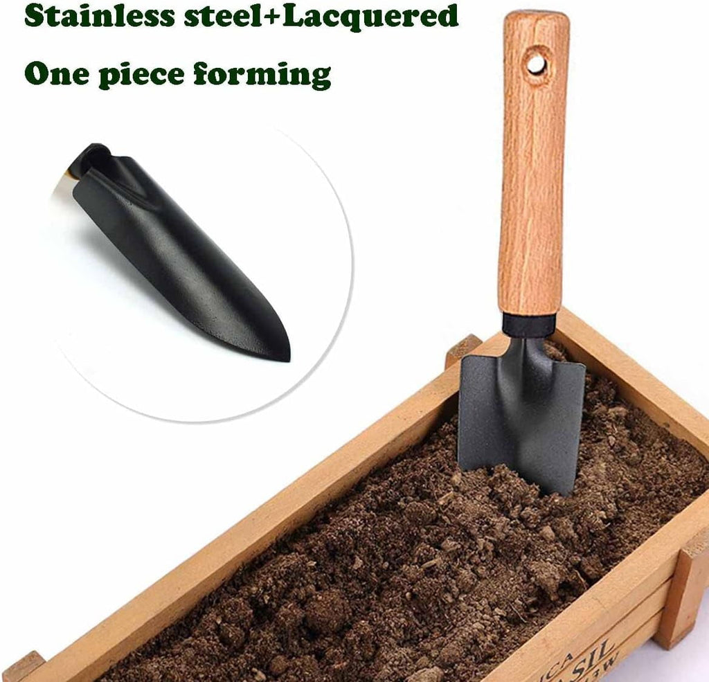 SUOWANG Conventional Garden Tools Minimalism Gardening Tool Set with Wood Handle, Succulent Plant Transplant Trowel, 3 Pieces Include 1 Narr - Image 2
