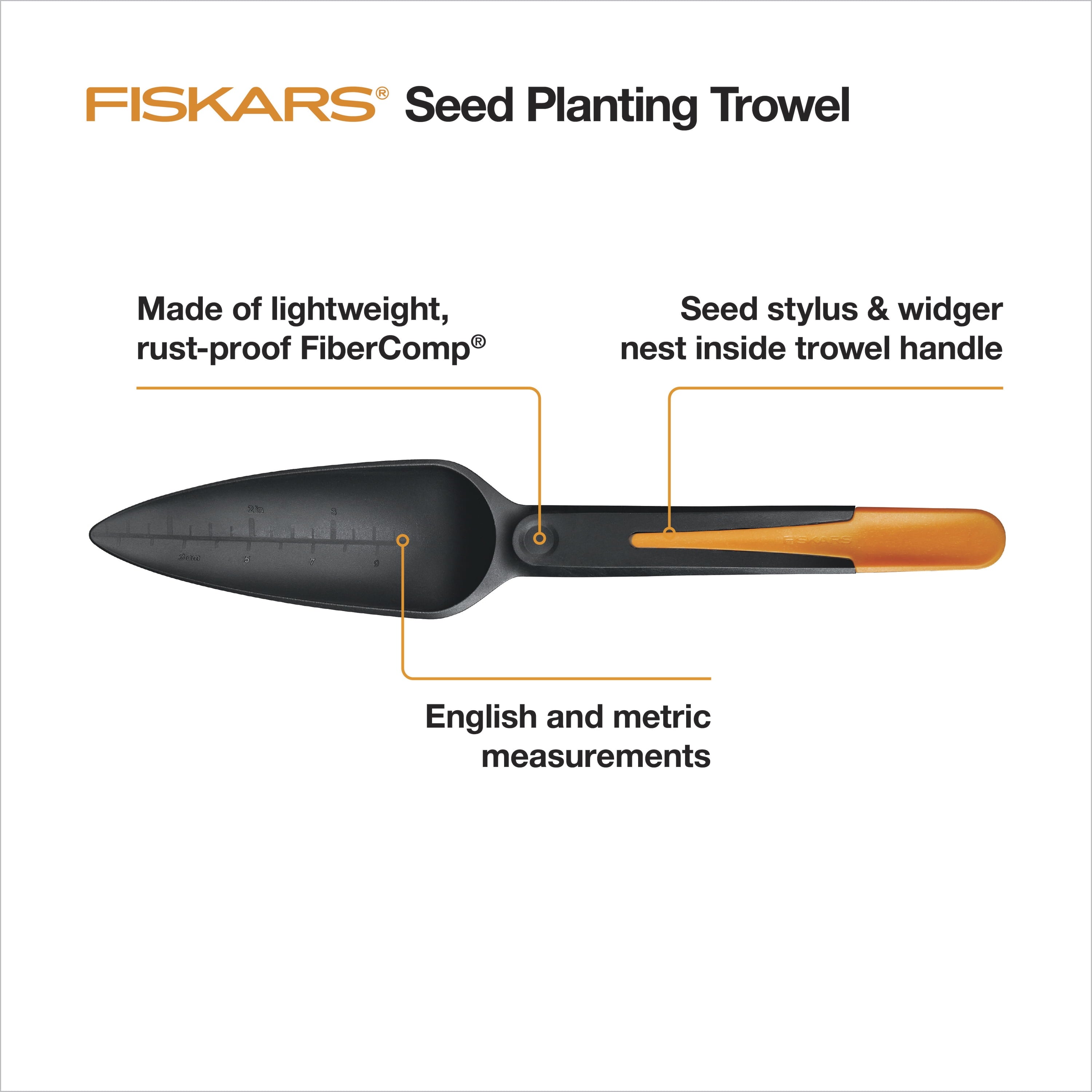 Fiskars Hand Seed Sower, 1 Pc, FiberComp Material Gardening Tool, Orange and Black - Image 2