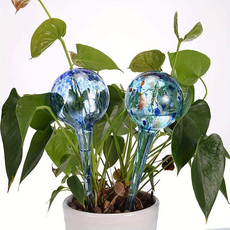 Mosawomo 4Pcs Plant Watering Devices, Automatic Multi-Color Glass Watering Devices, Suitable for Indoor and Outdoor Plant Watering - Image 2