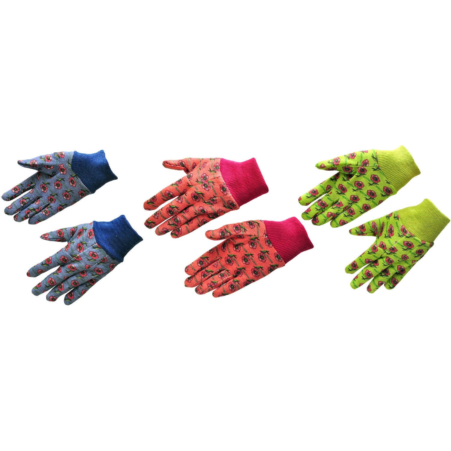 Gloves Red Floral Waterproof Gardening Gloves, 3 Pairs - Image 4