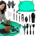 25Pack Mini Garden Hand Transplanting Succulent Tools Set, 39.4" Thickened Repotting Mat & Plant Tag, Miniature Plant...