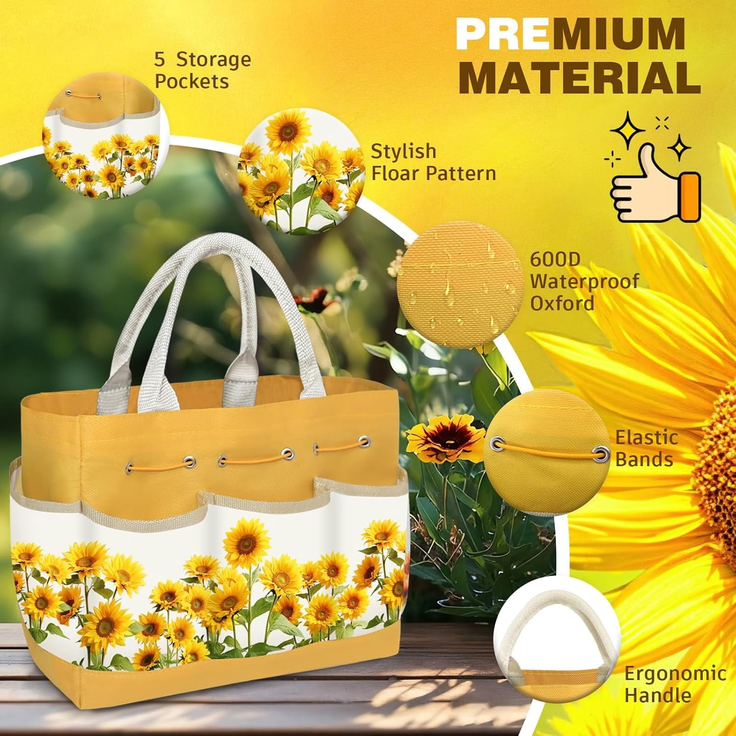 22Pcs Gardening Tools Set for Women Heavy Duty Garden Hand Tool Kit Gifts for Mom Beginner Gardener Gardening Accessories with SunflowerTote - Image 3