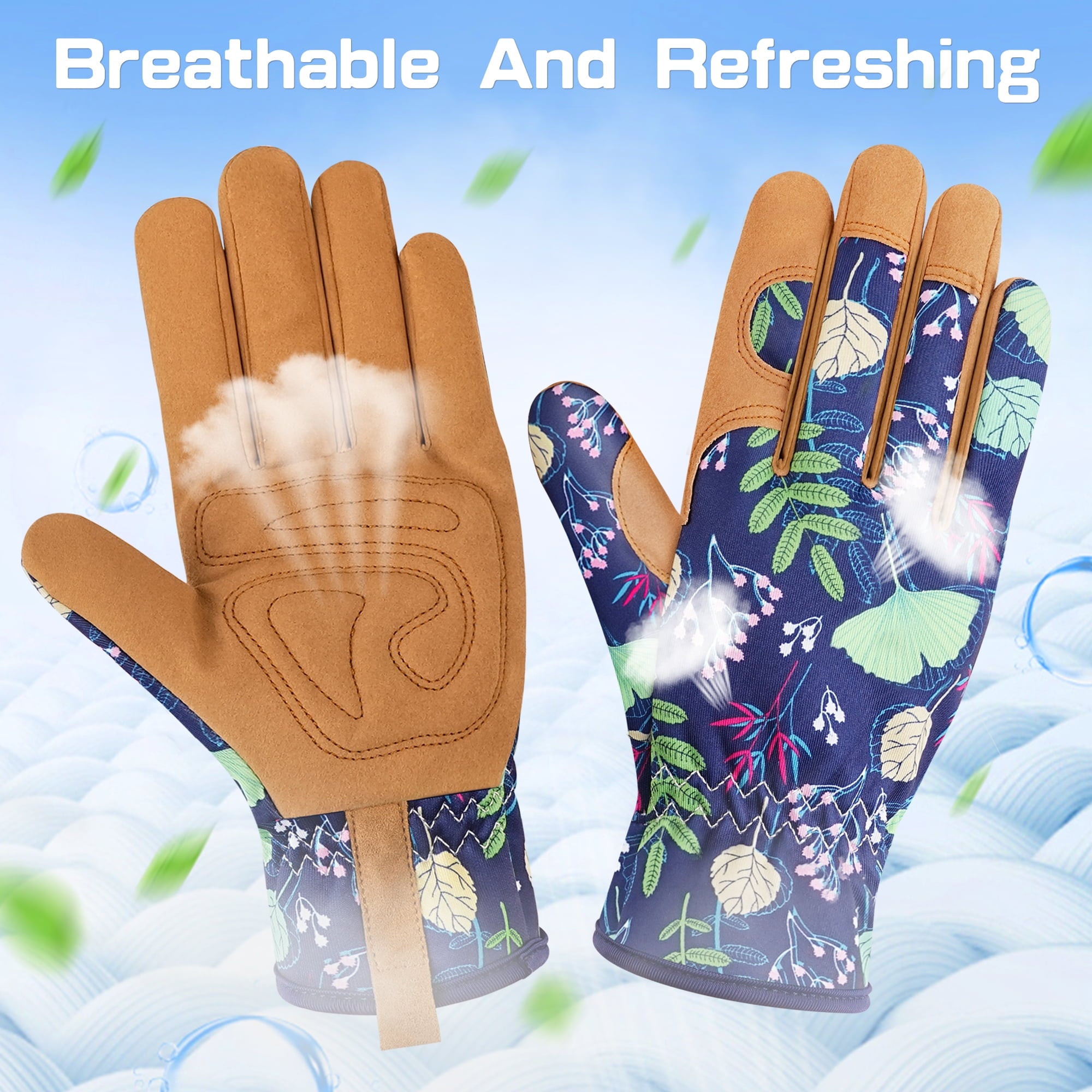 Womens Gardening Weeding Working Gloves, Leather Garden Glove for Women Thorn Proof No Stab for Digging, Planting,Pruning (Medium) - Image 3