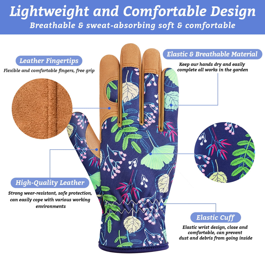 Gardening Gloves for Women, Leather Work Gloves Gardening Thorn Proof, Garden Gloves for Women Gardening Gifts, Breat... - Image 2