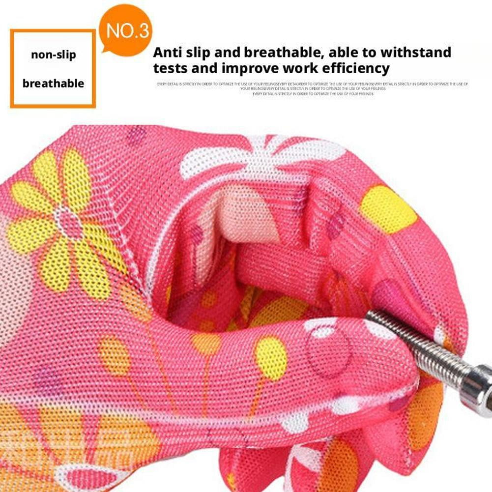 12 Pairs Gardening Gloves for Women, Breathable Coated Work Gloves, Non-Slip Flower Print Garden Gloves for Yard, Weeding, Planting - Image 4