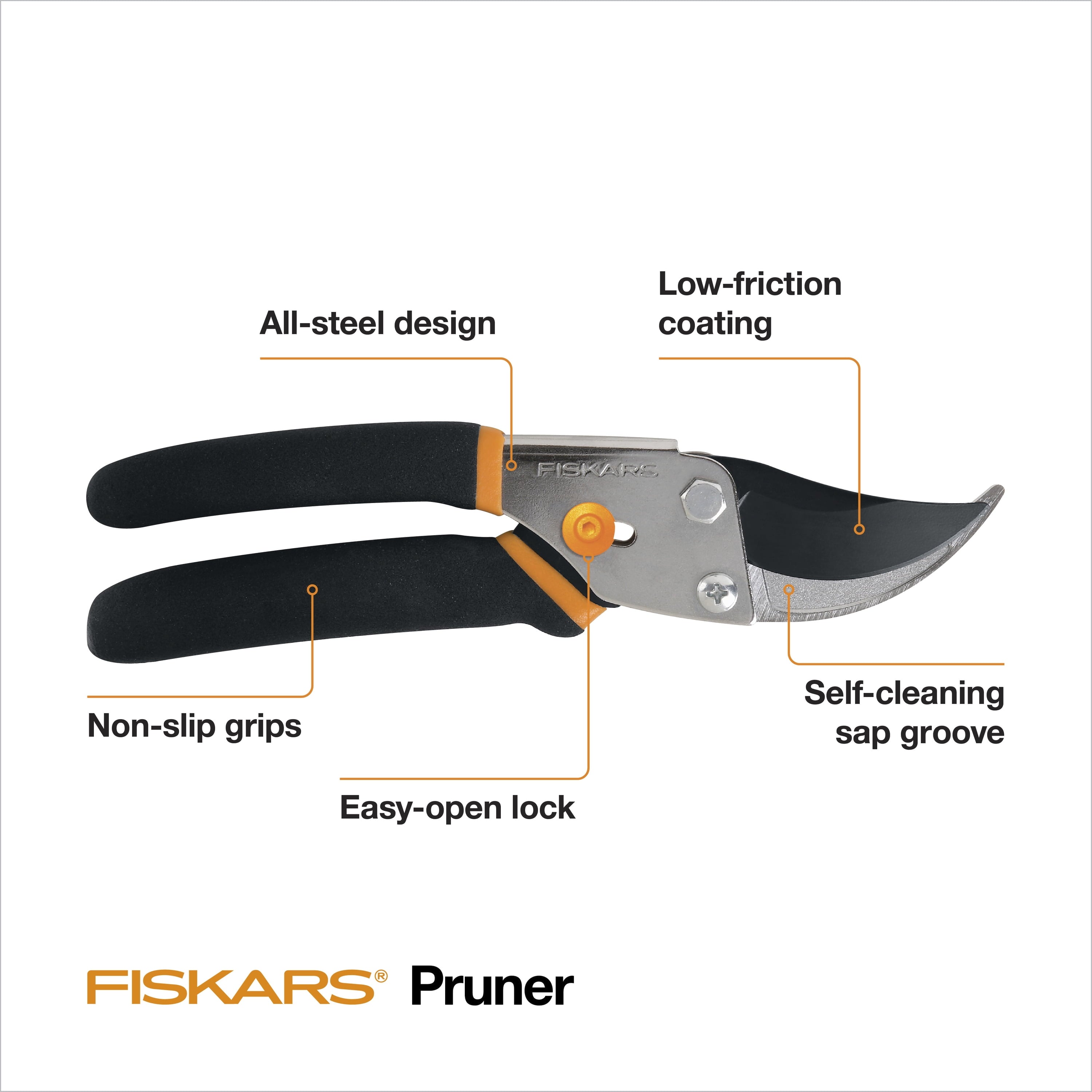 Fiskars Traditional Bypass Pruner, Steel Blade and Non-Slip Handle ,5/8" Diameter Cuts - Image 3