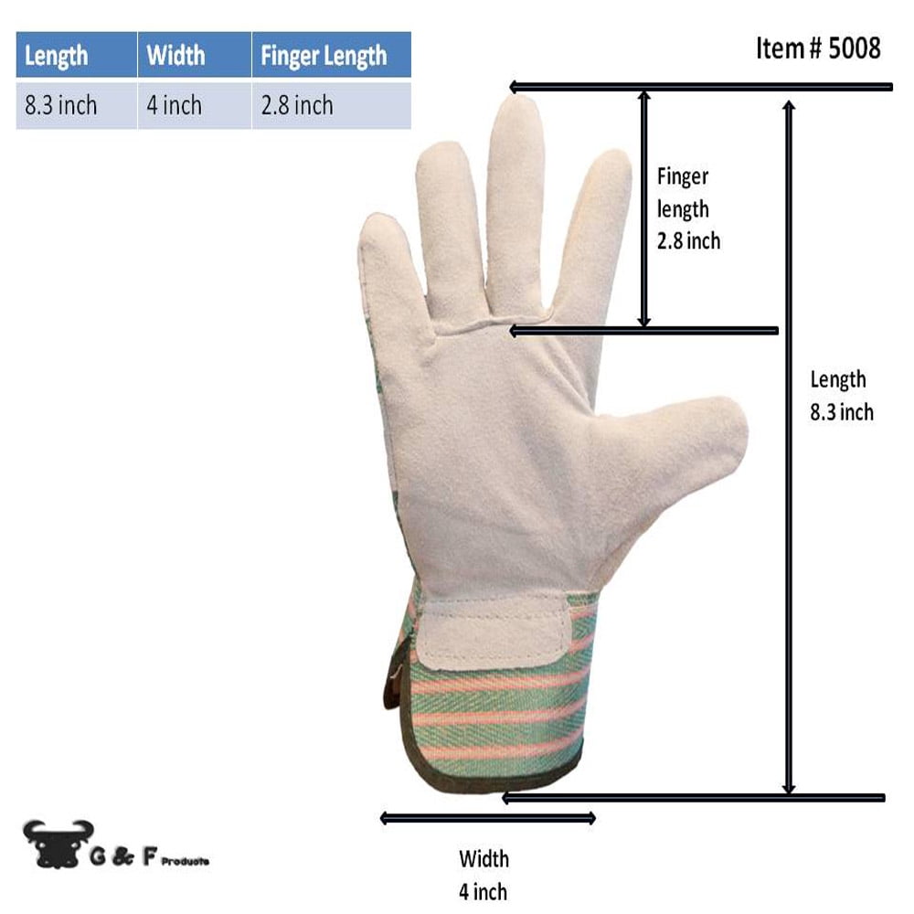 G & F Products Garden Gloves Men's Large Brown Solid Print Waterproof Cowhide Leather Gardening Gloves with Safety Cuff - Image 3